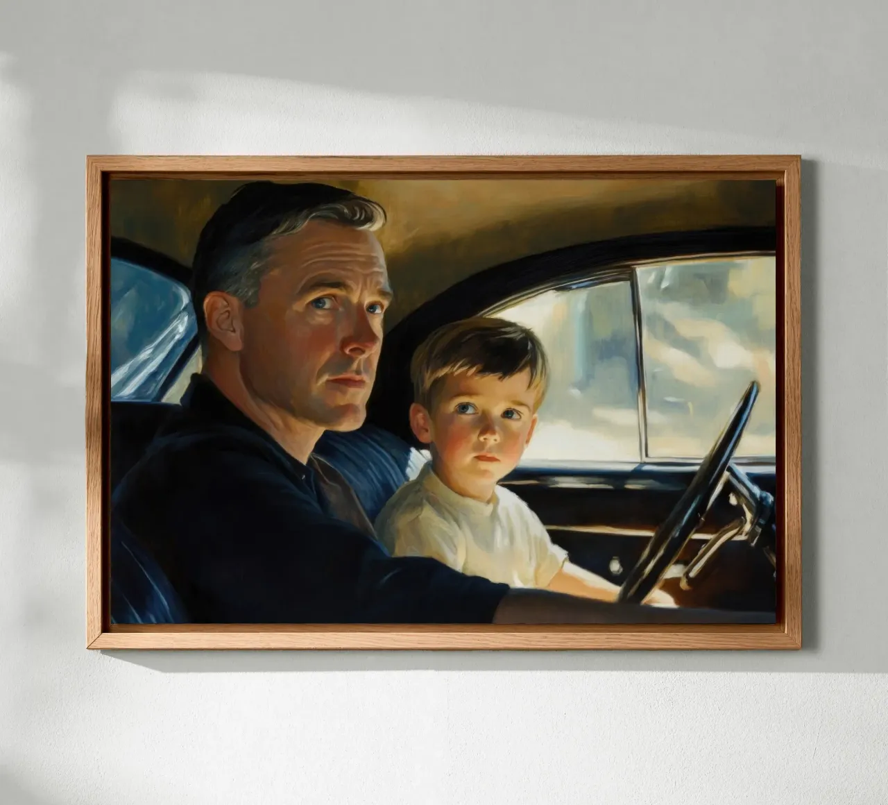Vader en zoon canvas met Baklijst van Art Center