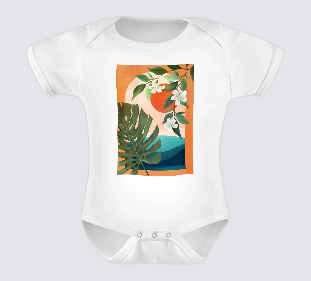 Tropical Summer Abstract Art 10 body neonato maniche corte da Flow Line