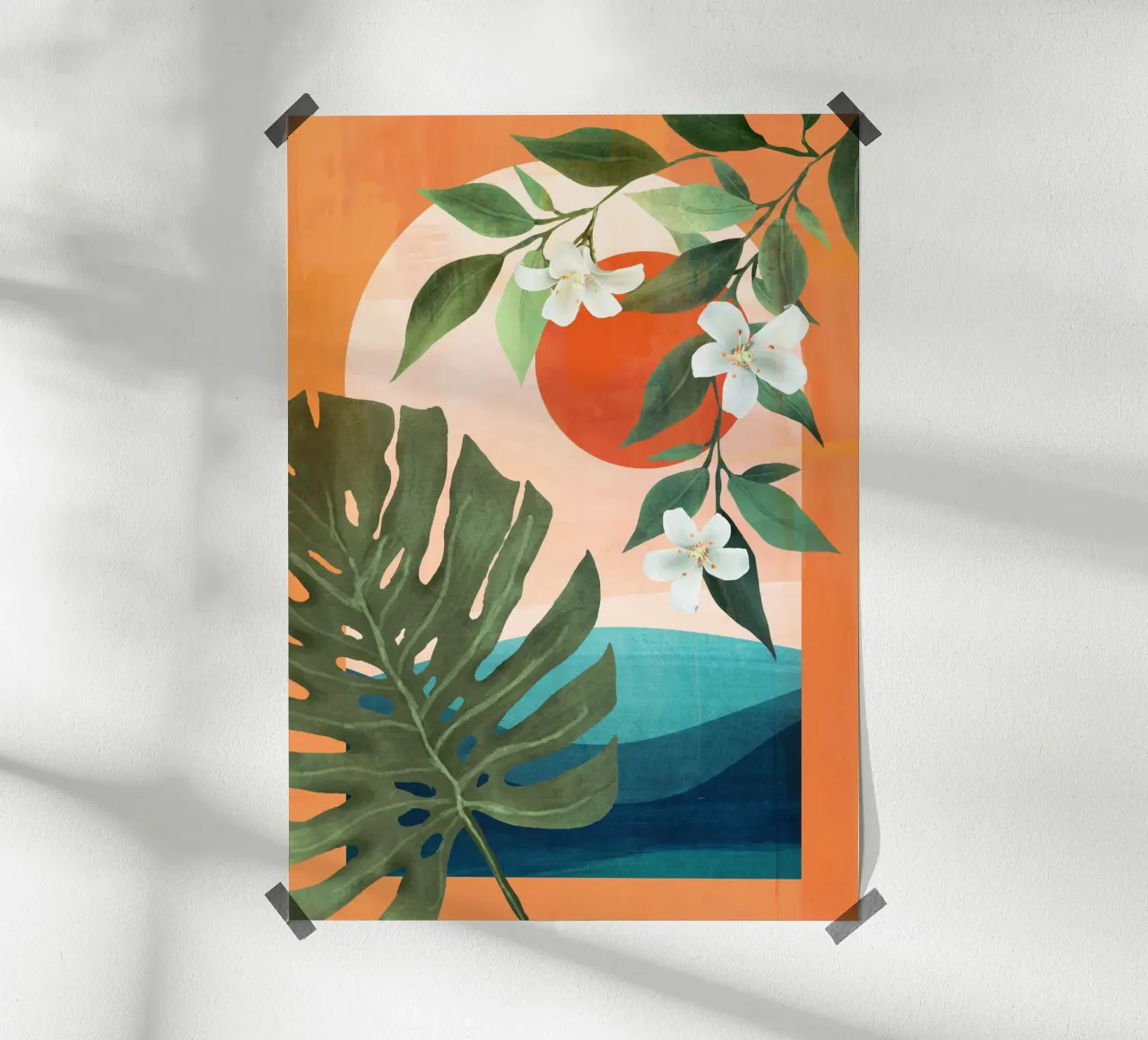 Tropical Summer Abstract Art 10 carta hahnemühle da Flow Line