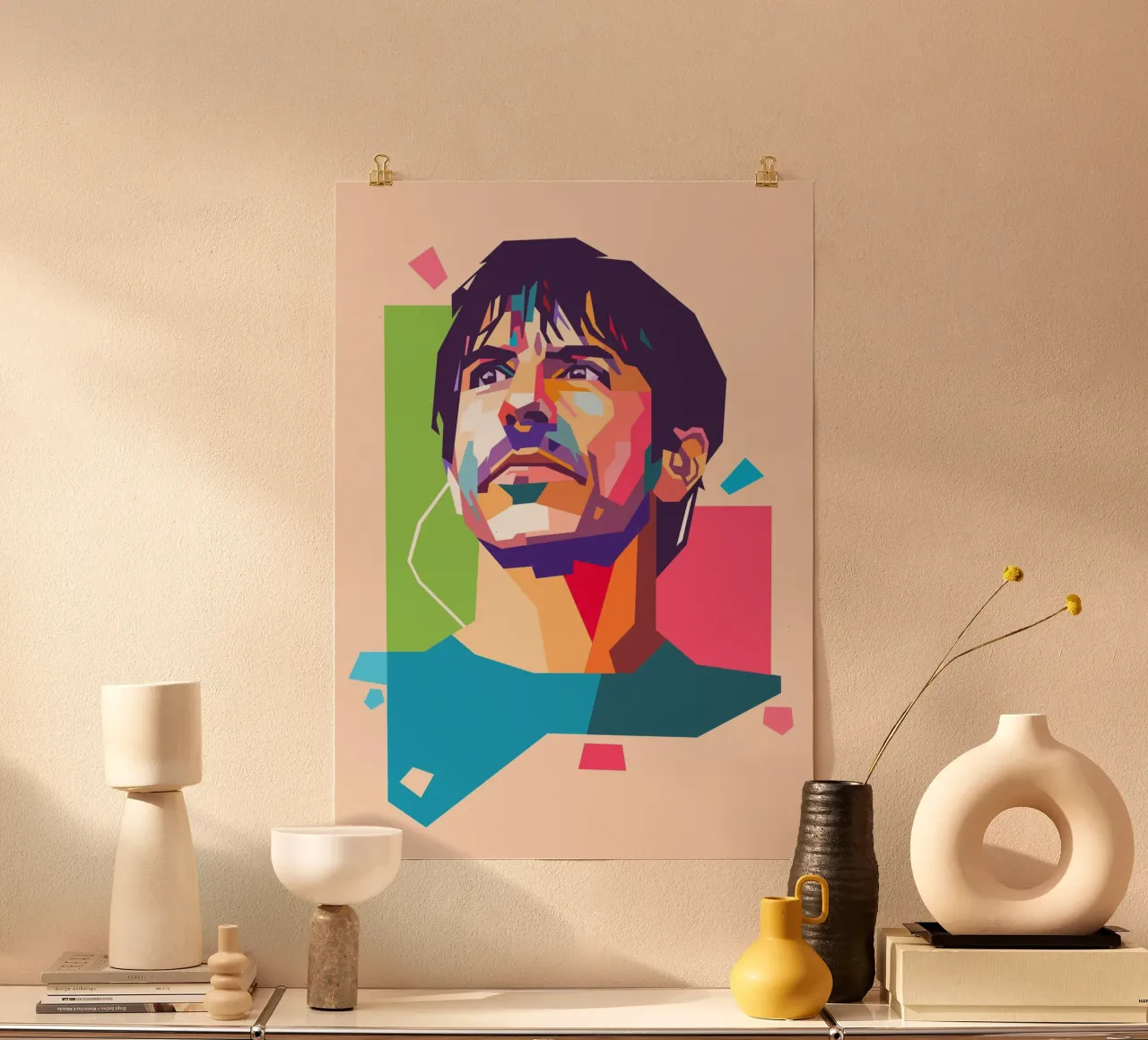 Ritratto pop art di Anthony Kiedis poster con telaio in plastica da Hantamrata