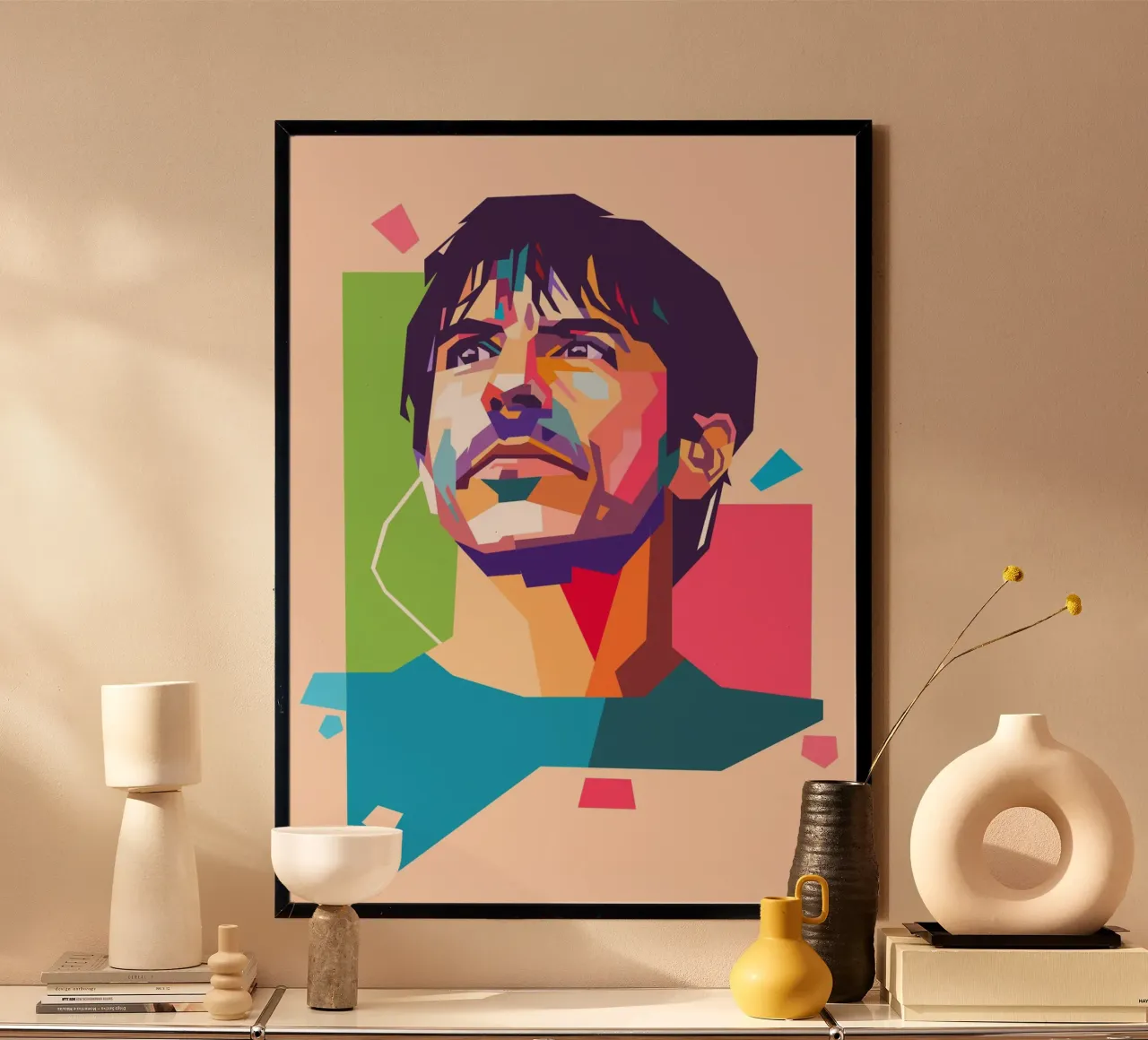 Ritratto pop art di Anthony Kiedis poster con telaio in plastica da Hantamrata