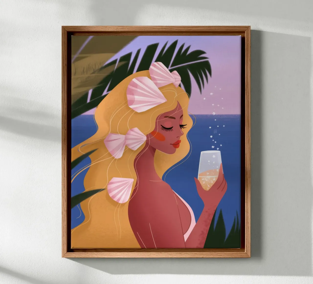 Sereniteit bij zonsondergang canvas met Baklijst van Veiled Canvas