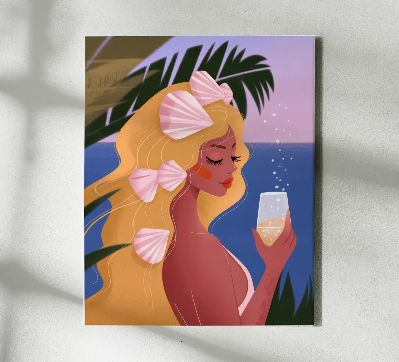 Sereniteit bij zonsondergang canvas met Baklijst van Veiled Canvas