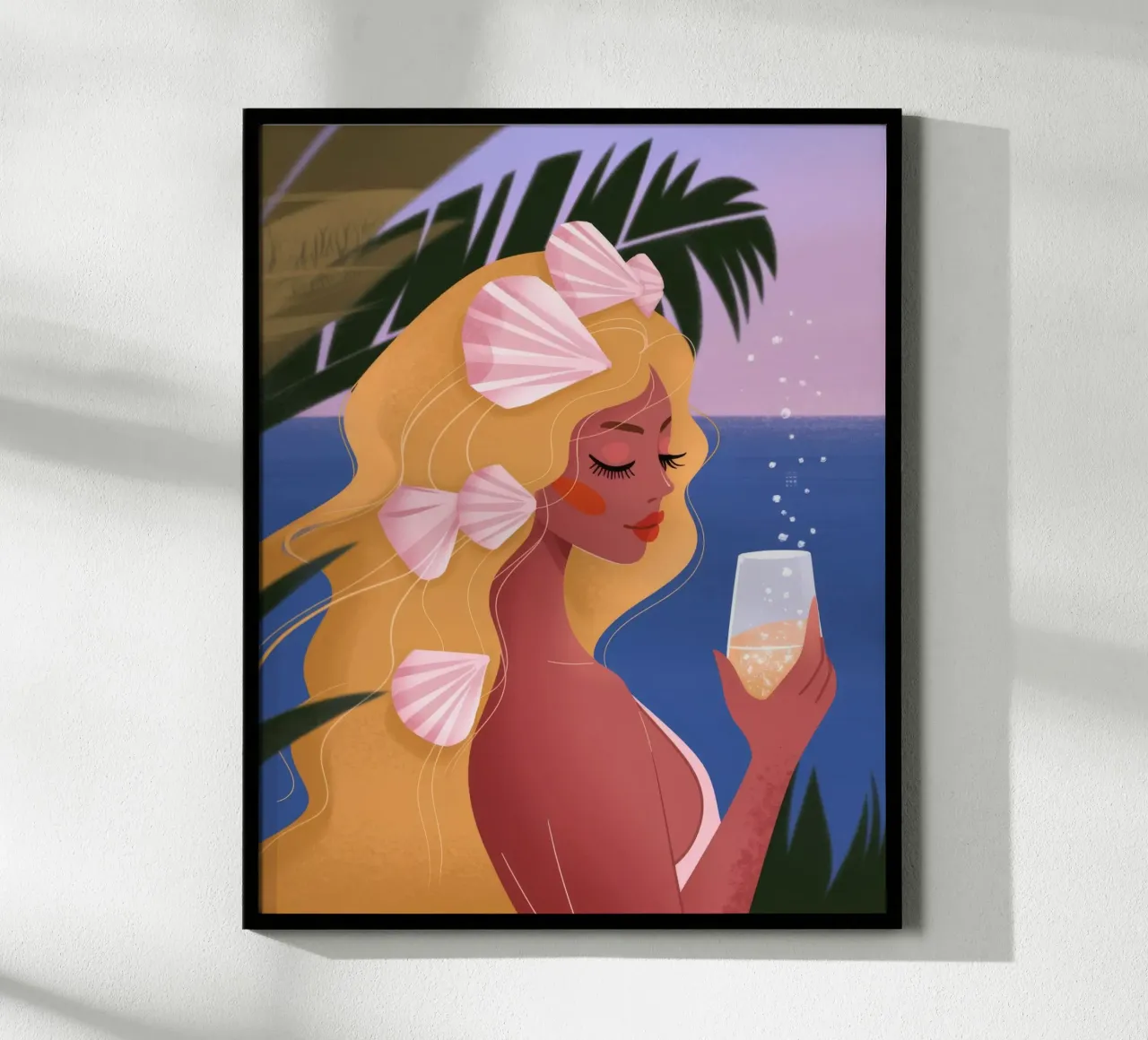 Fuga di serenità al tramonto poster con telaio in plastica da Veiled Canvas
