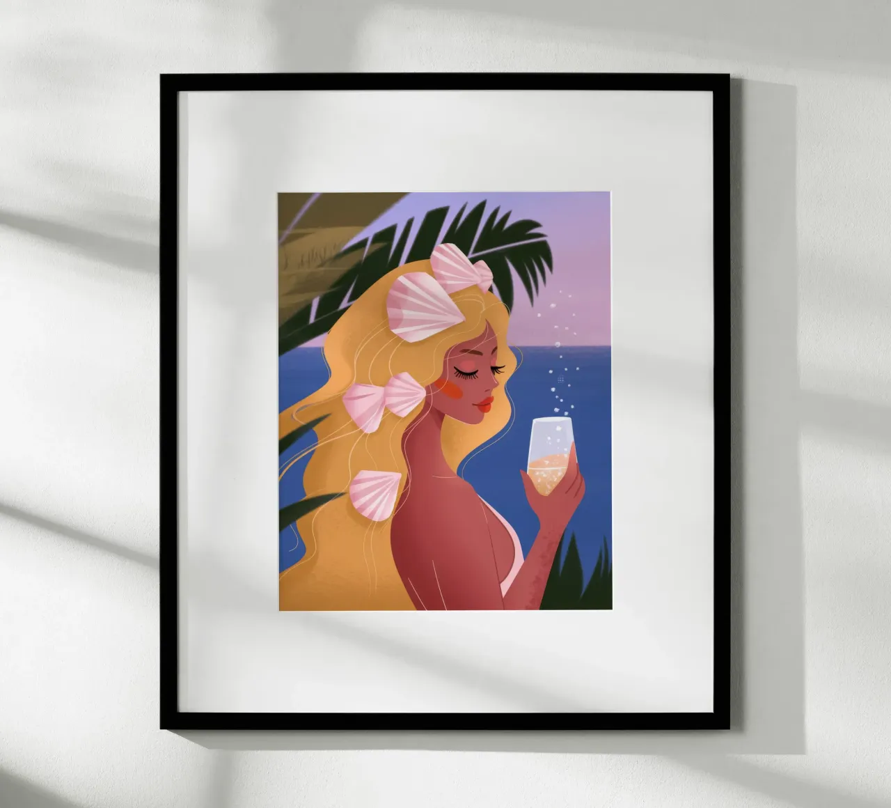 Fuga di serenità al tramonto poster con telaio in plastica da Veiled Canvas
