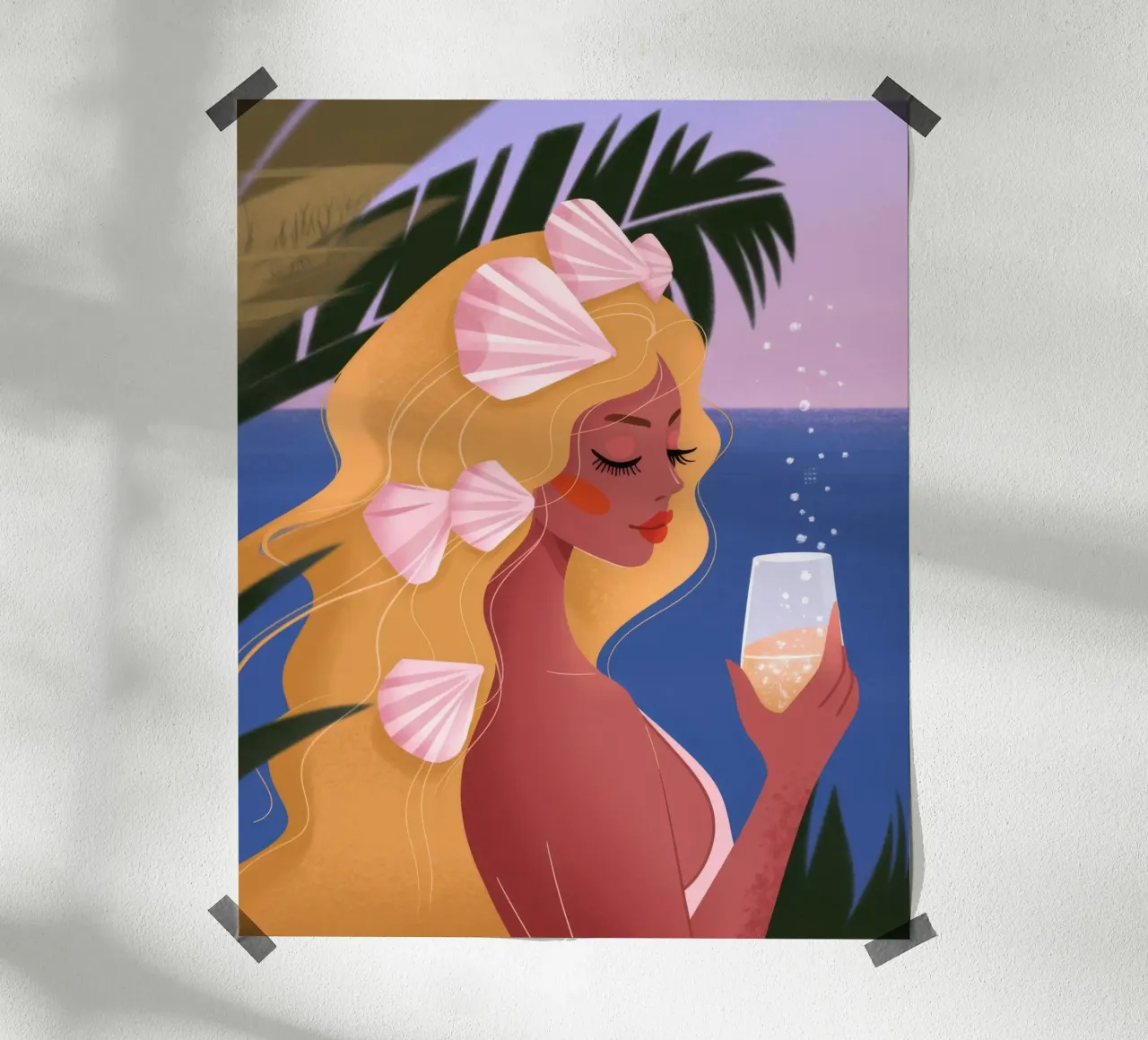 Fuga di serenità al tramonto poster con telaio in plastica da Veiled Canvas