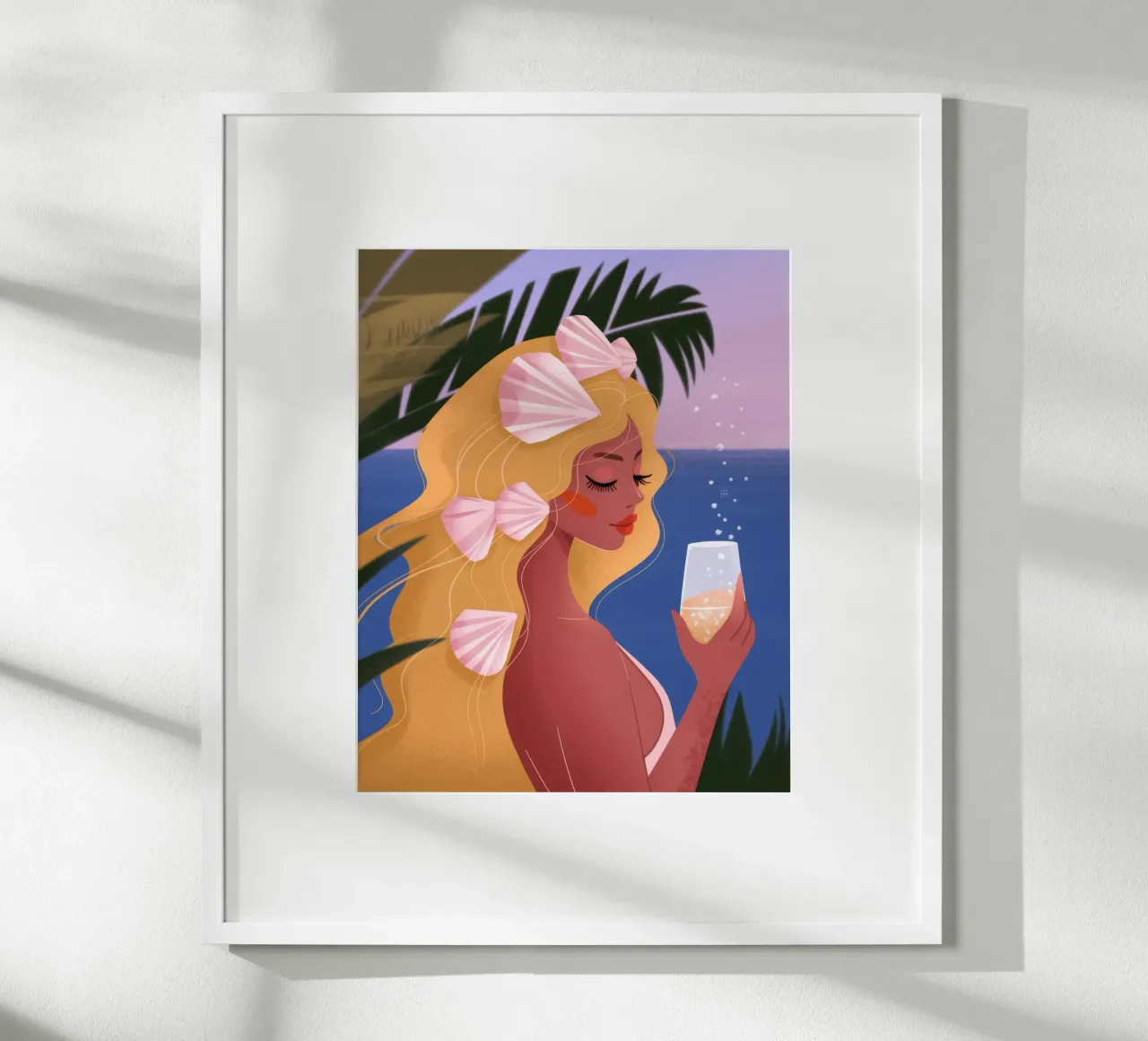 Fuga di serenità al tramonto poster con telaio in plastica da Veiled Canvas