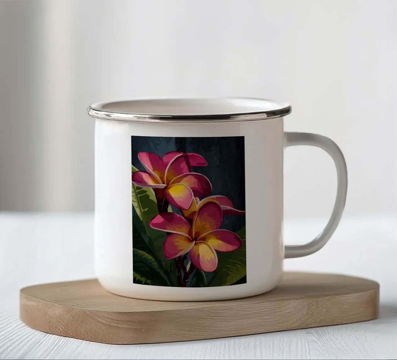 Bagliore di fiori tropicali tazza in smalto da Veiled Canvas