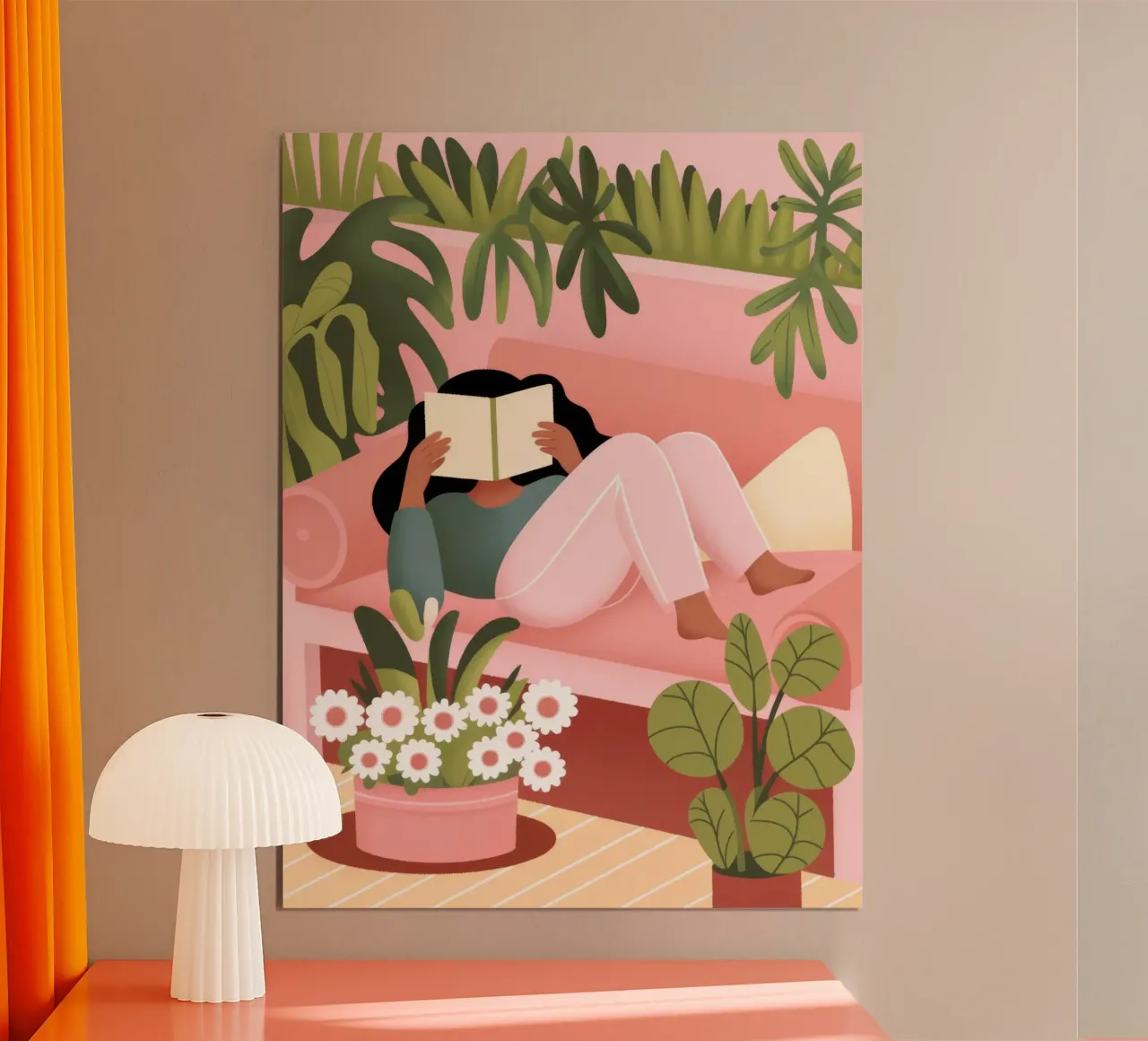 La beatitudine dell'angolo di lettura poster con telaio in legno da Veiled Canvas