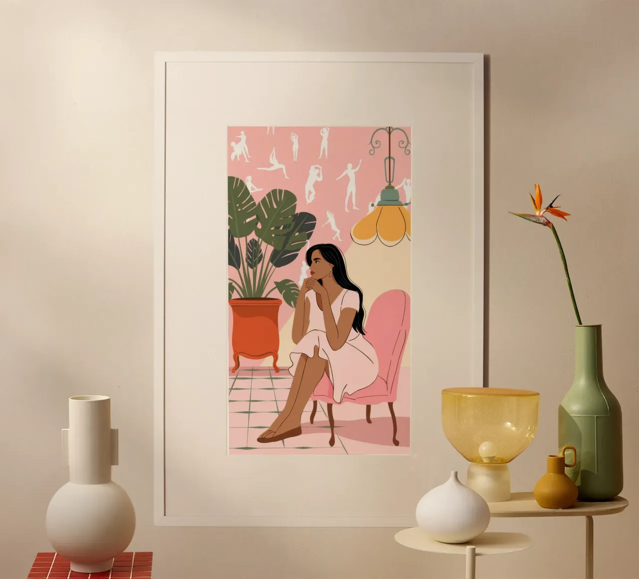 Rituale mattutino di grazia poster con telaio in plastica da Veiled Canvas