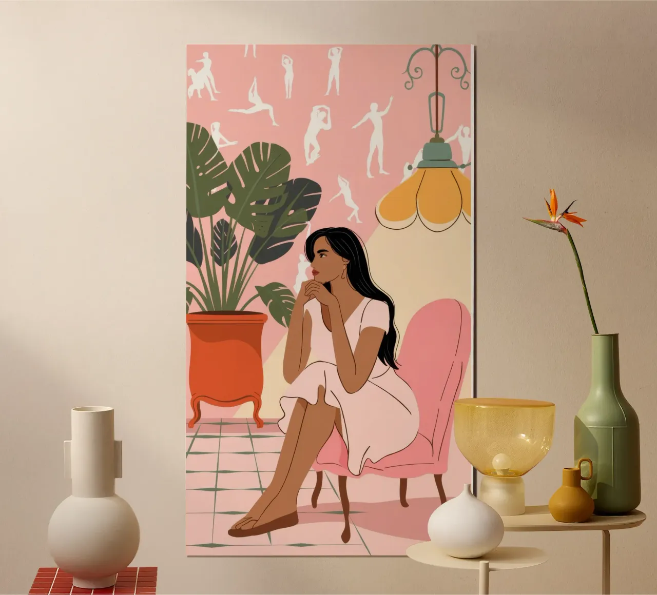 Rituale mattutino di grazia poster con telaio in plastica da Veiled Canvas
