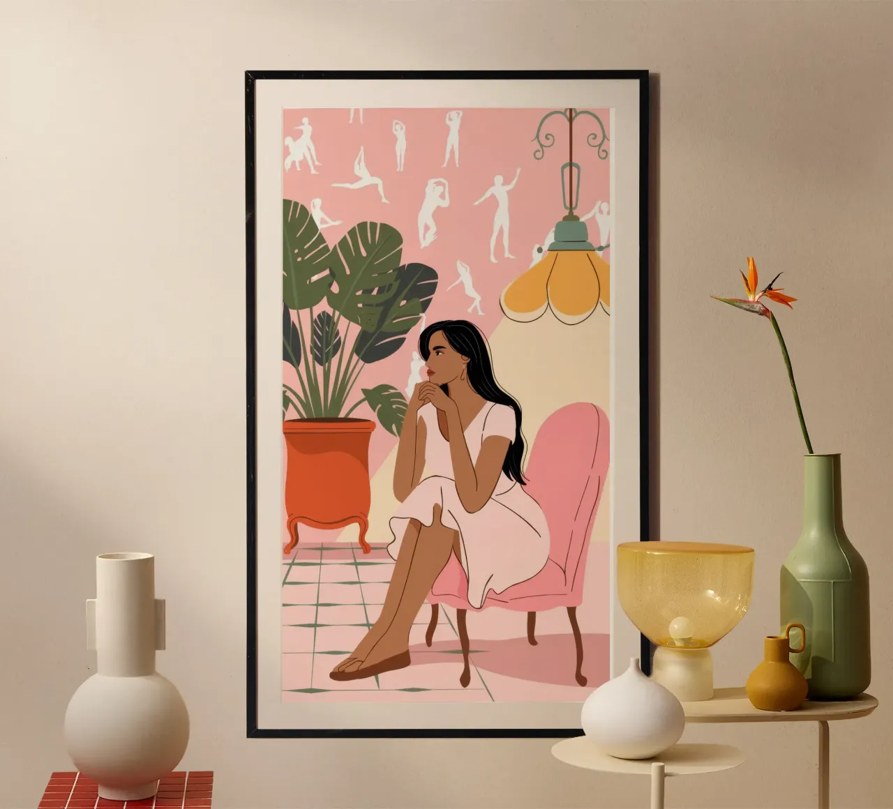 Rituale mattutino di grazia poster con telaio in plastica da Veiled Canvas