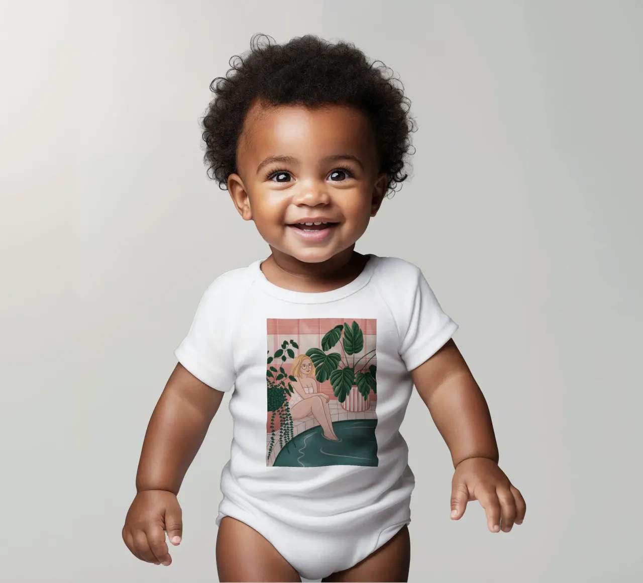 Erfrischende Ruhe am Pool Kurzarm Babybody von Veiled Canvas