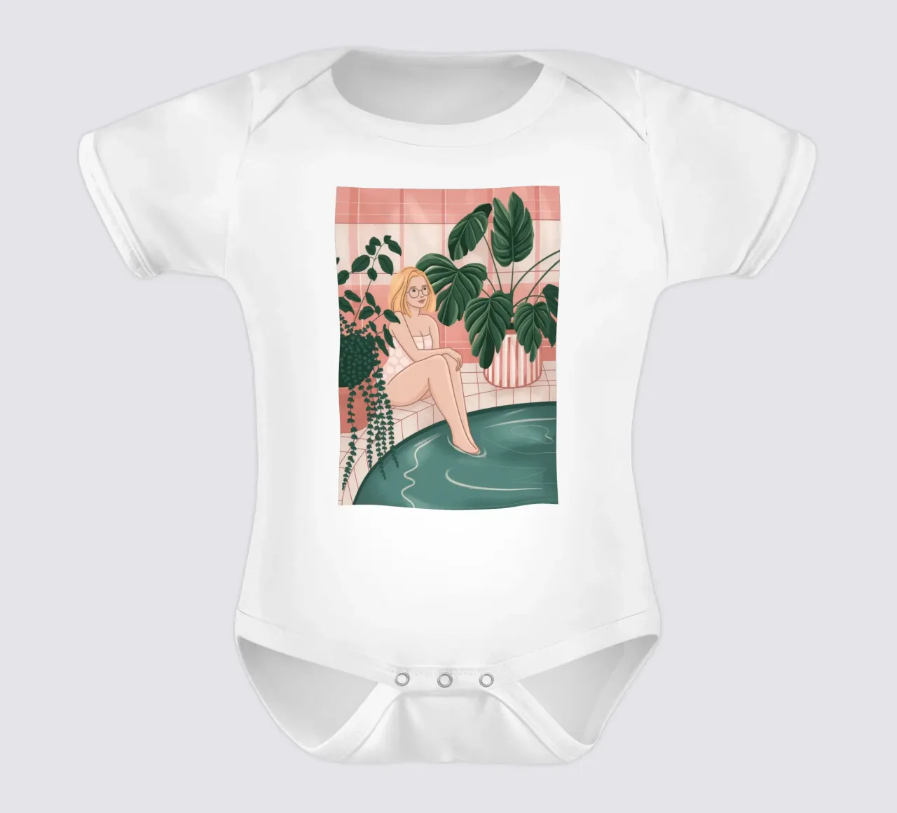 Erfrischende Ruhe am Pool Kurzarm Babybody von Veiled Canvas