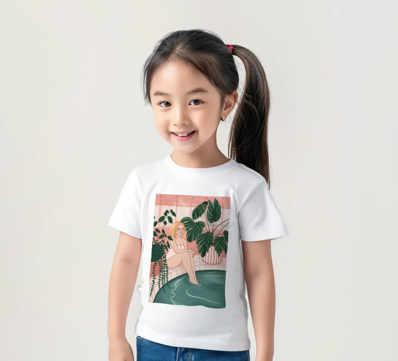 Erfrischende Ruhe am Pool Kinder T-Shirt von Veiled Canvas