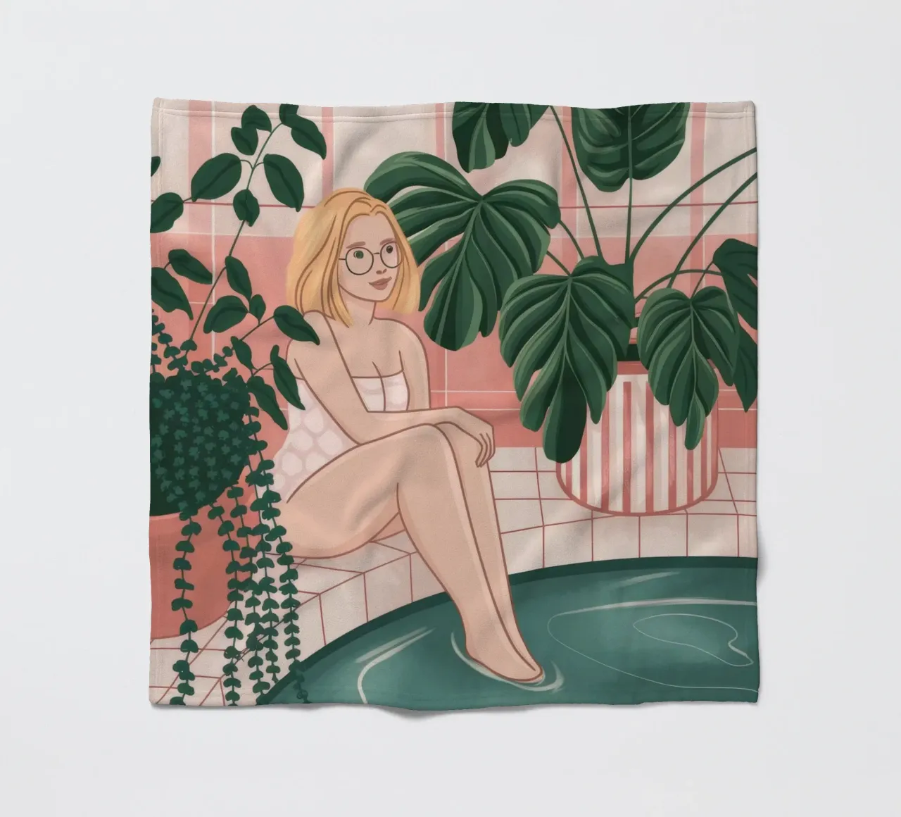 Refreshing Poolside Calm fleece blanket by Veiled Canvas