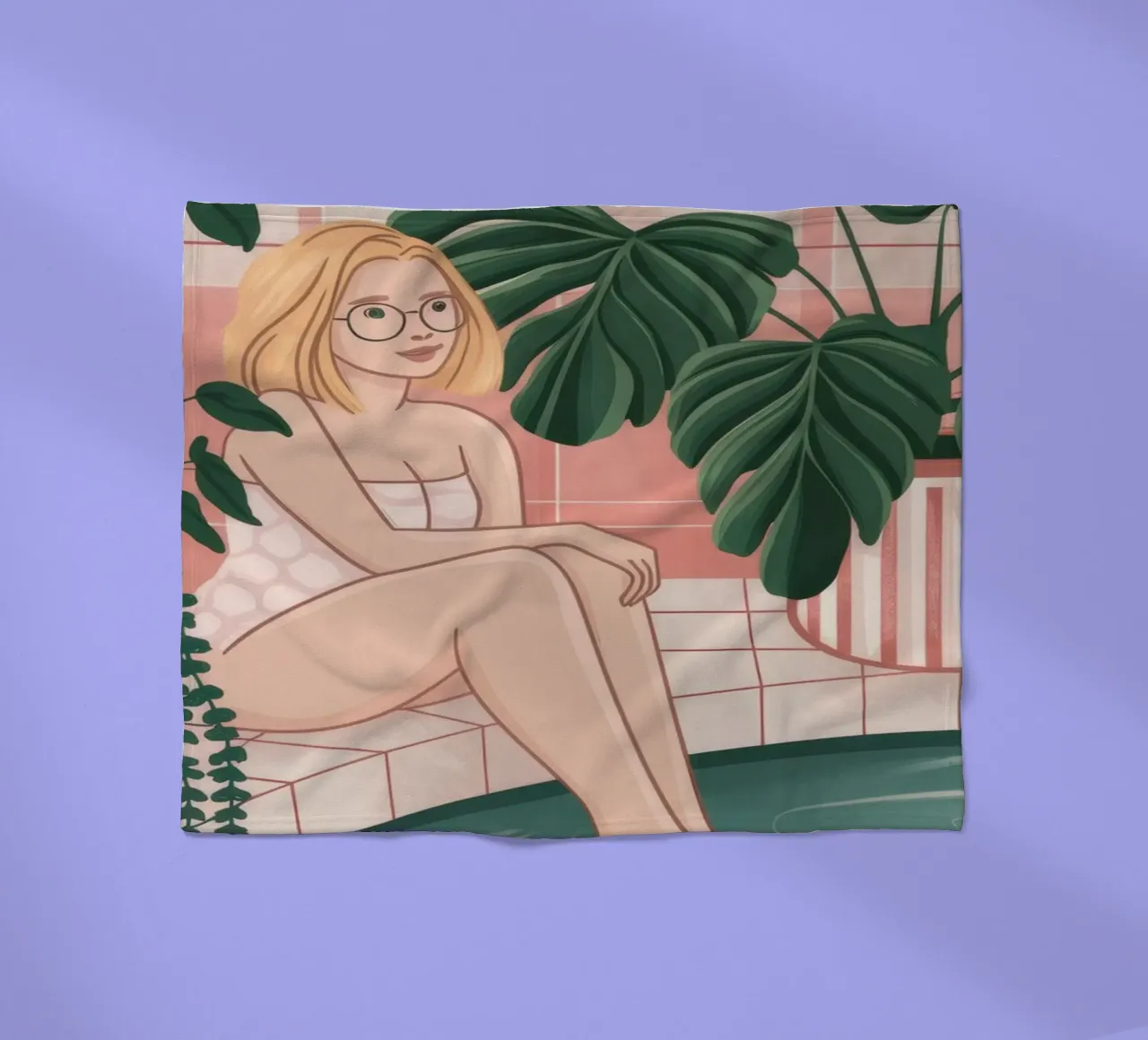 Refreshing Poolside Calm fleece blanket by Veiled Canvas