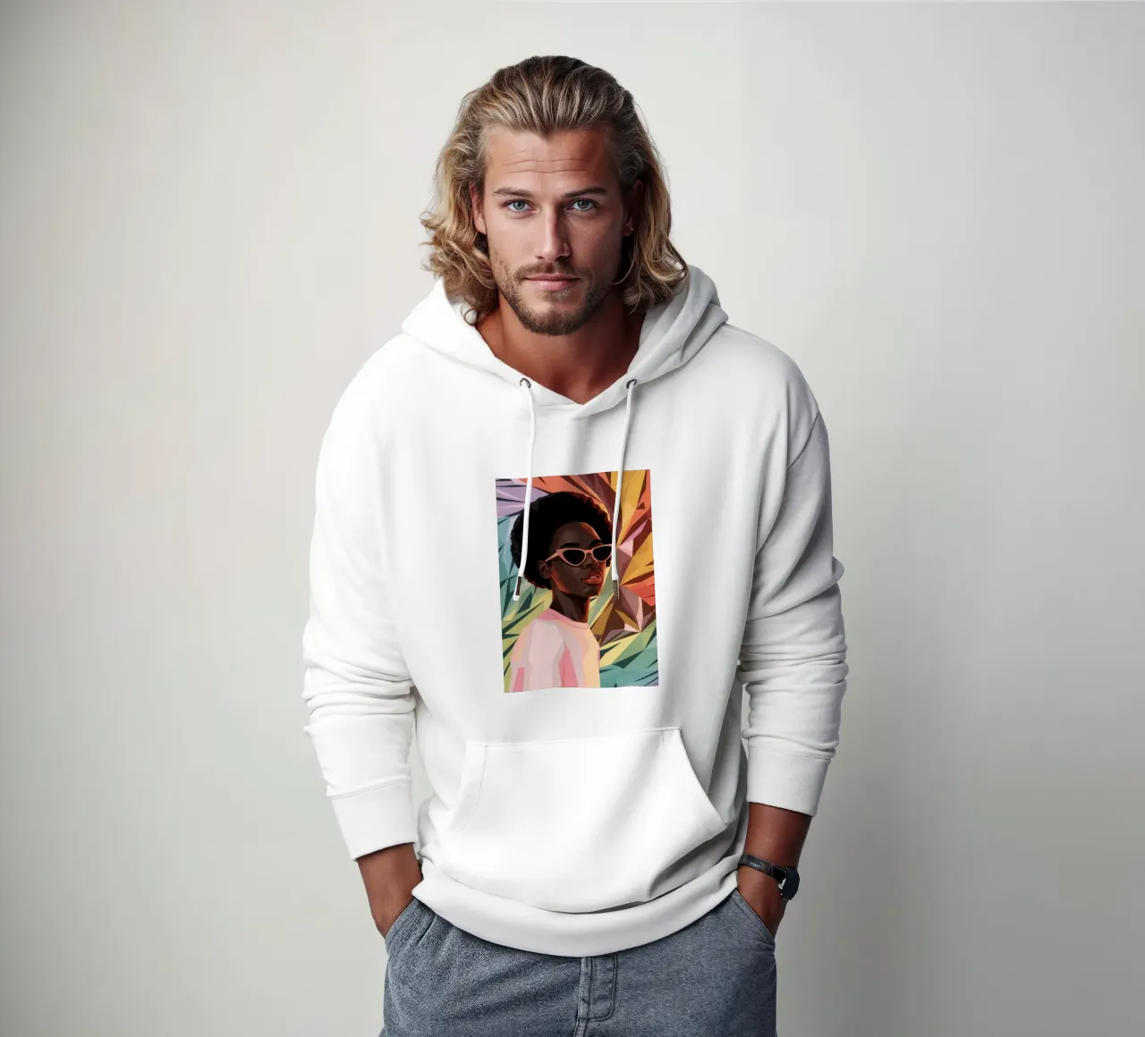Kontemplatives Jugendporträt Hoodie von Veiled Canvas