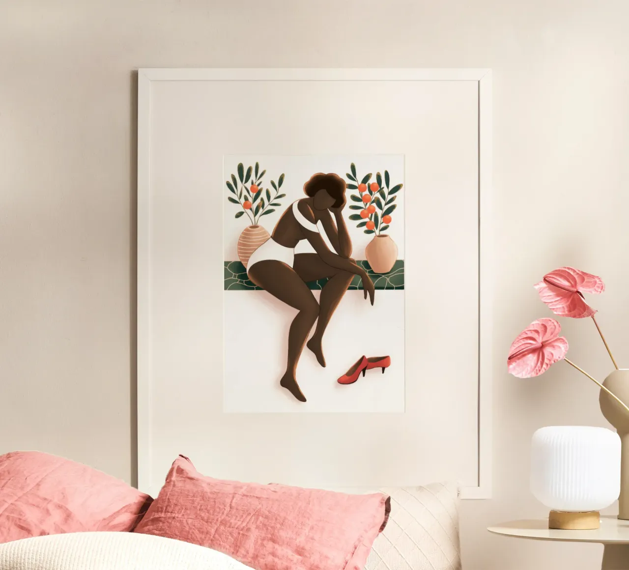 Momento di solitudine riflessiva poster con telaio in plastica da Veiled Canvas