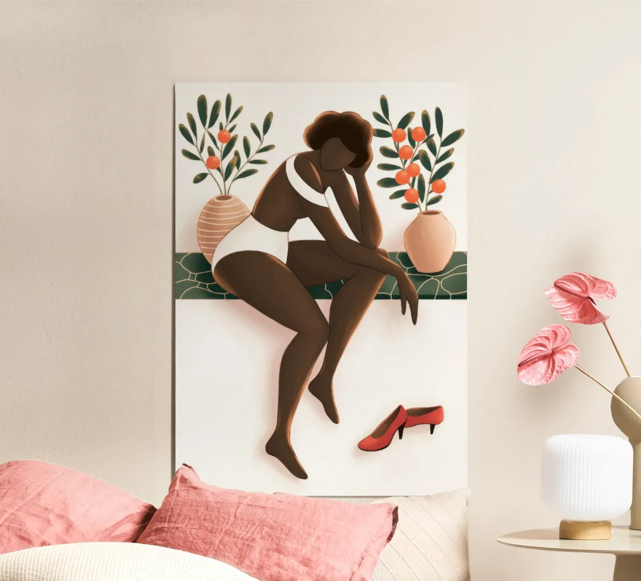 Momento di solitudine riflessiva poster con telaio in plastica da Veiled Canvas