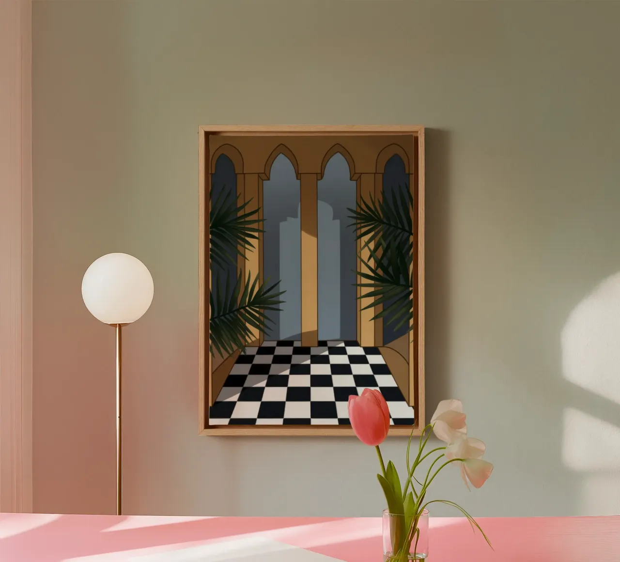 Majestueuze architecturale doorgang canvas met Baklijst van Veiled Canvas