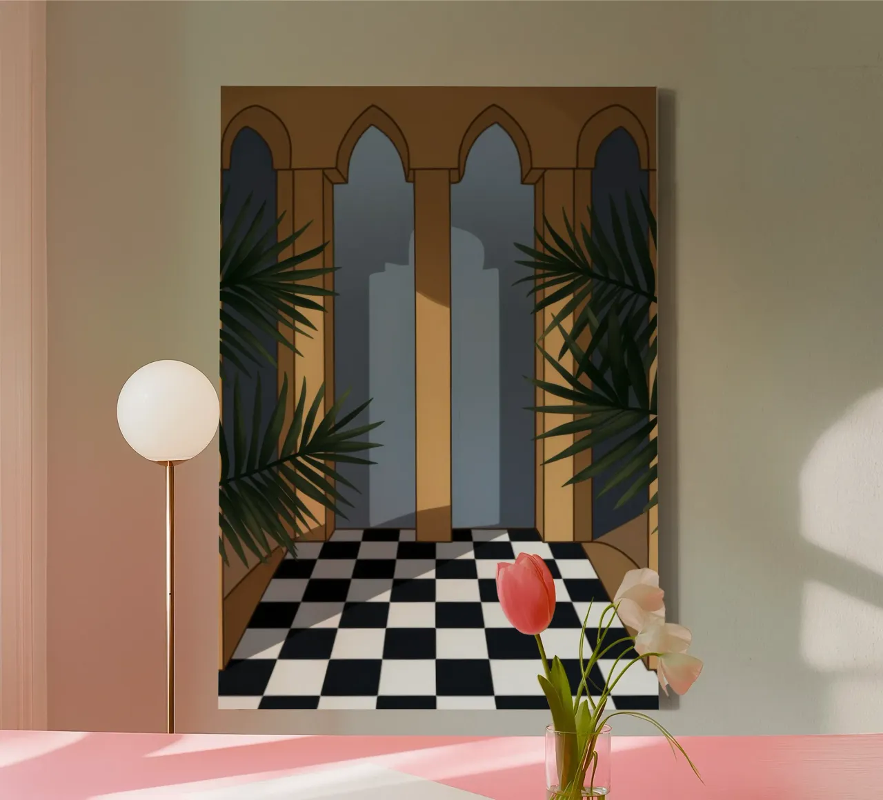 Majestueuze architecturale doorgang canvas met Baklijst van Veiled Canvas