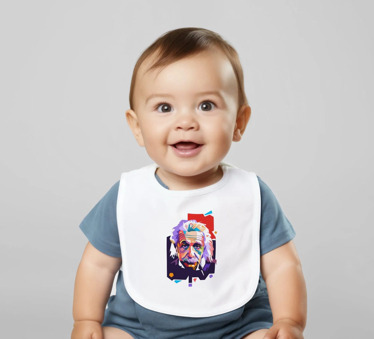 Ritratto pop art di Albert Einstein bavaglino da Hantamrata