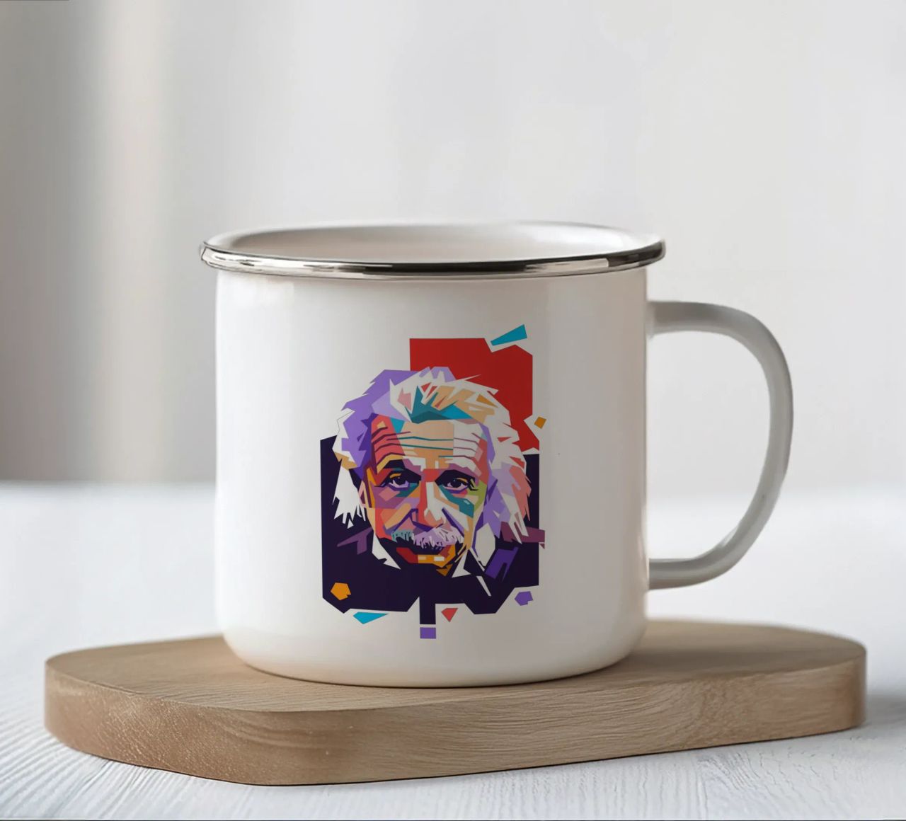 Ritratto pop art di Albert Einstein tazza in smalto da Hantamrata