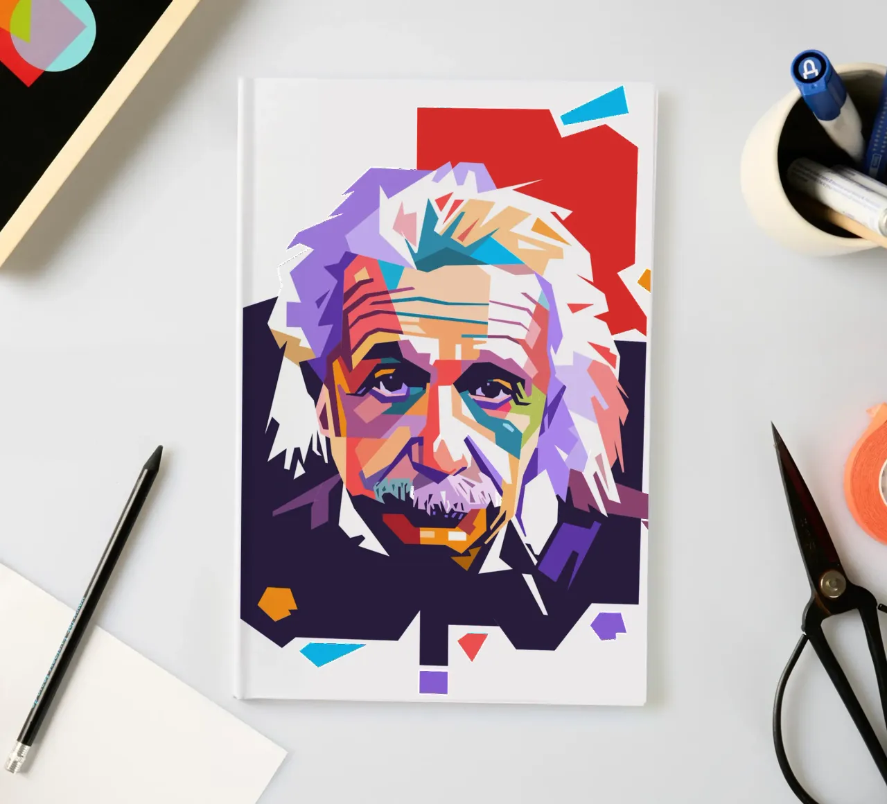 Albert Einstein pop art portrait notebook by Hantamrata