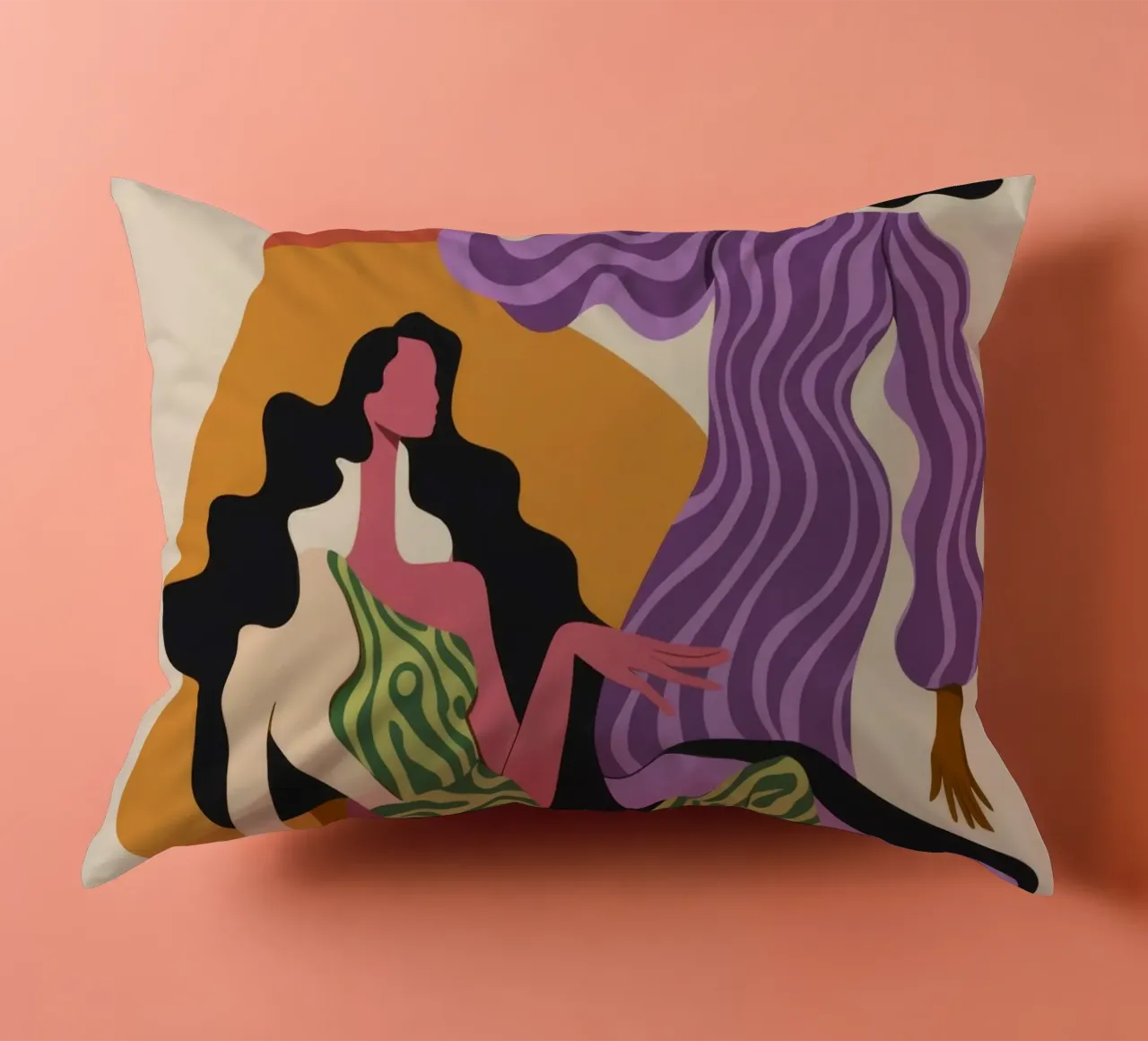 Dynamic Dance Harmony decorative cushion by Veiled Canvas
