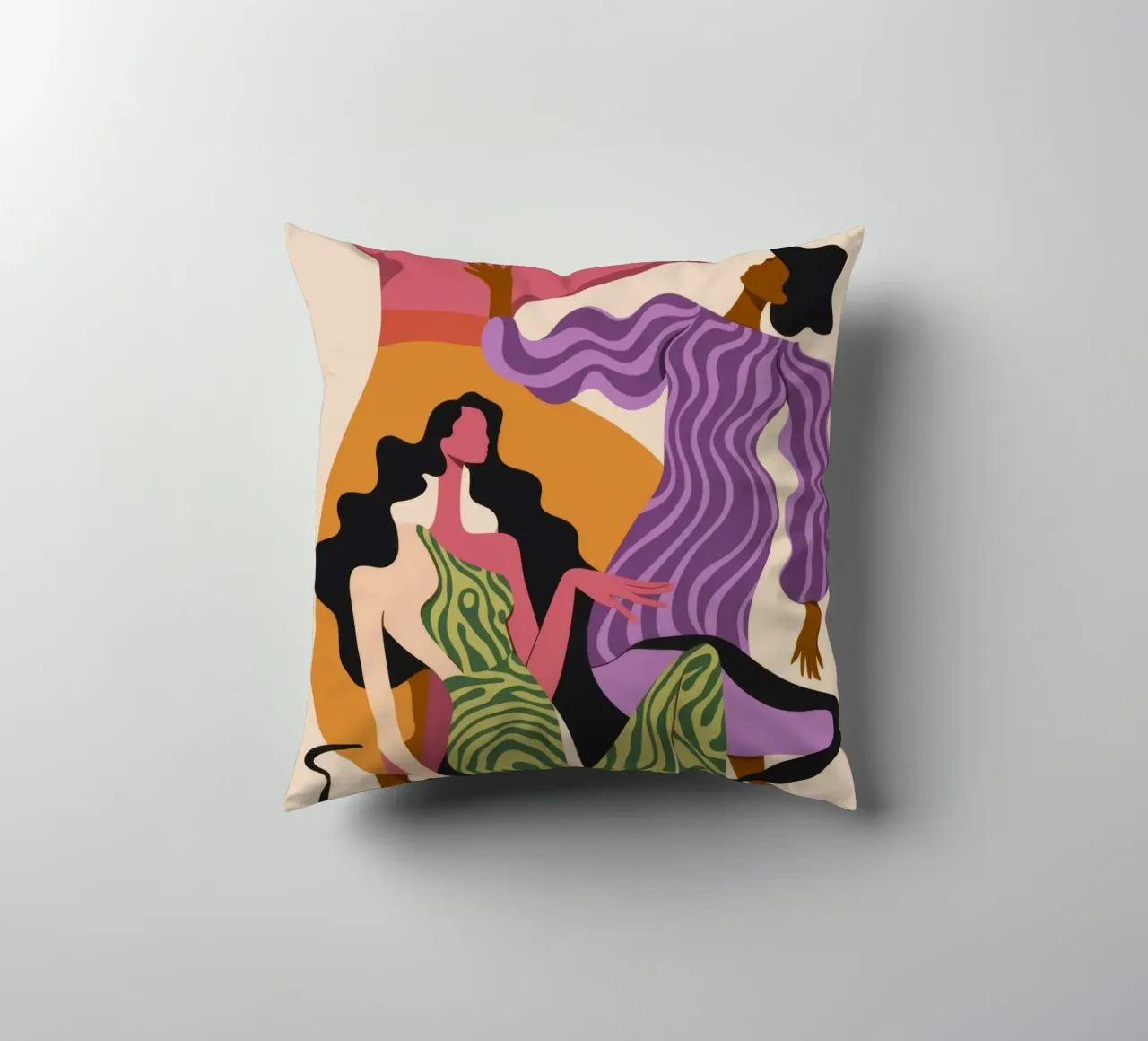 Dynamic Dance Harmony decorative cushion by Veiled Canvas