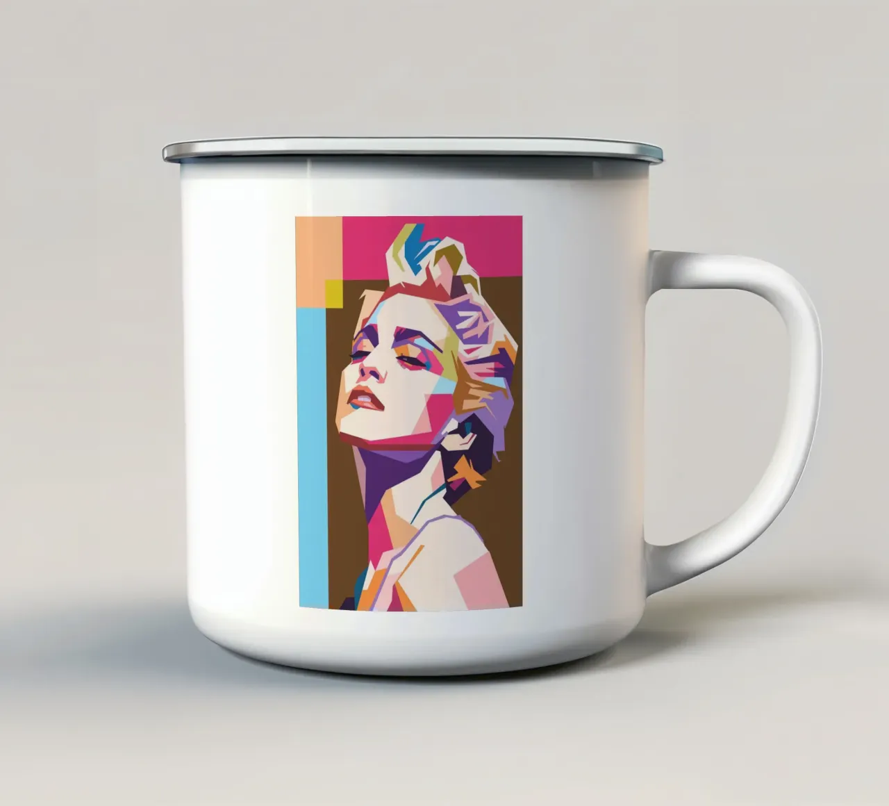 Madonna ritratto pop art tazza in smalto da Hantamrata