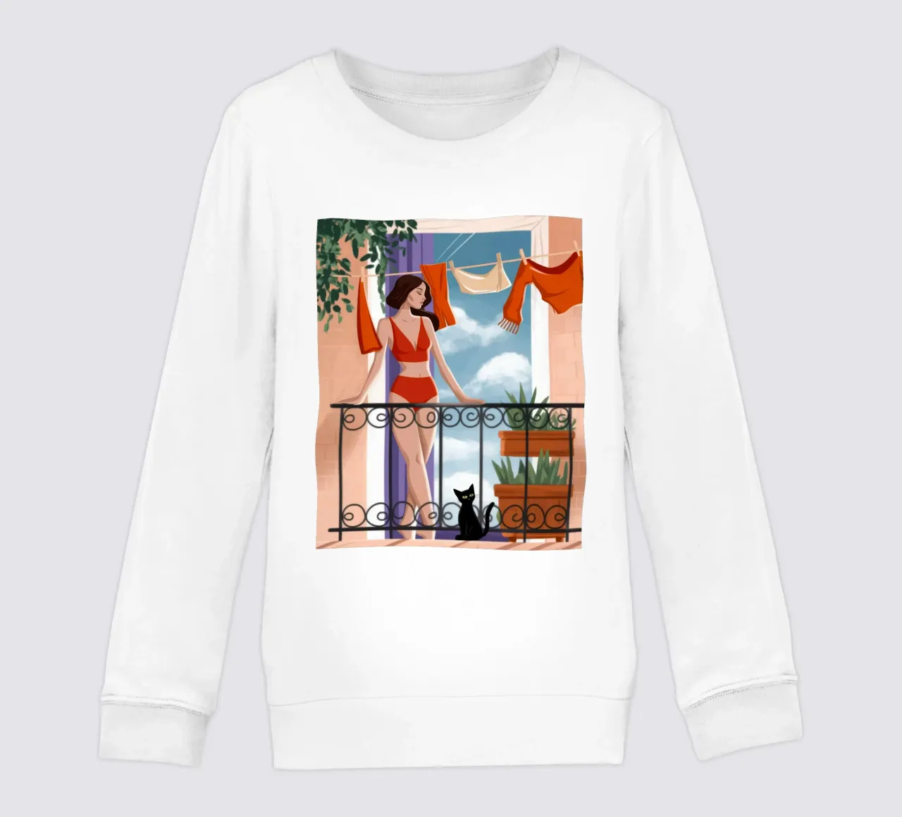Beatitudine radiosa sul balcone felpa bambino da Veiled Canvas