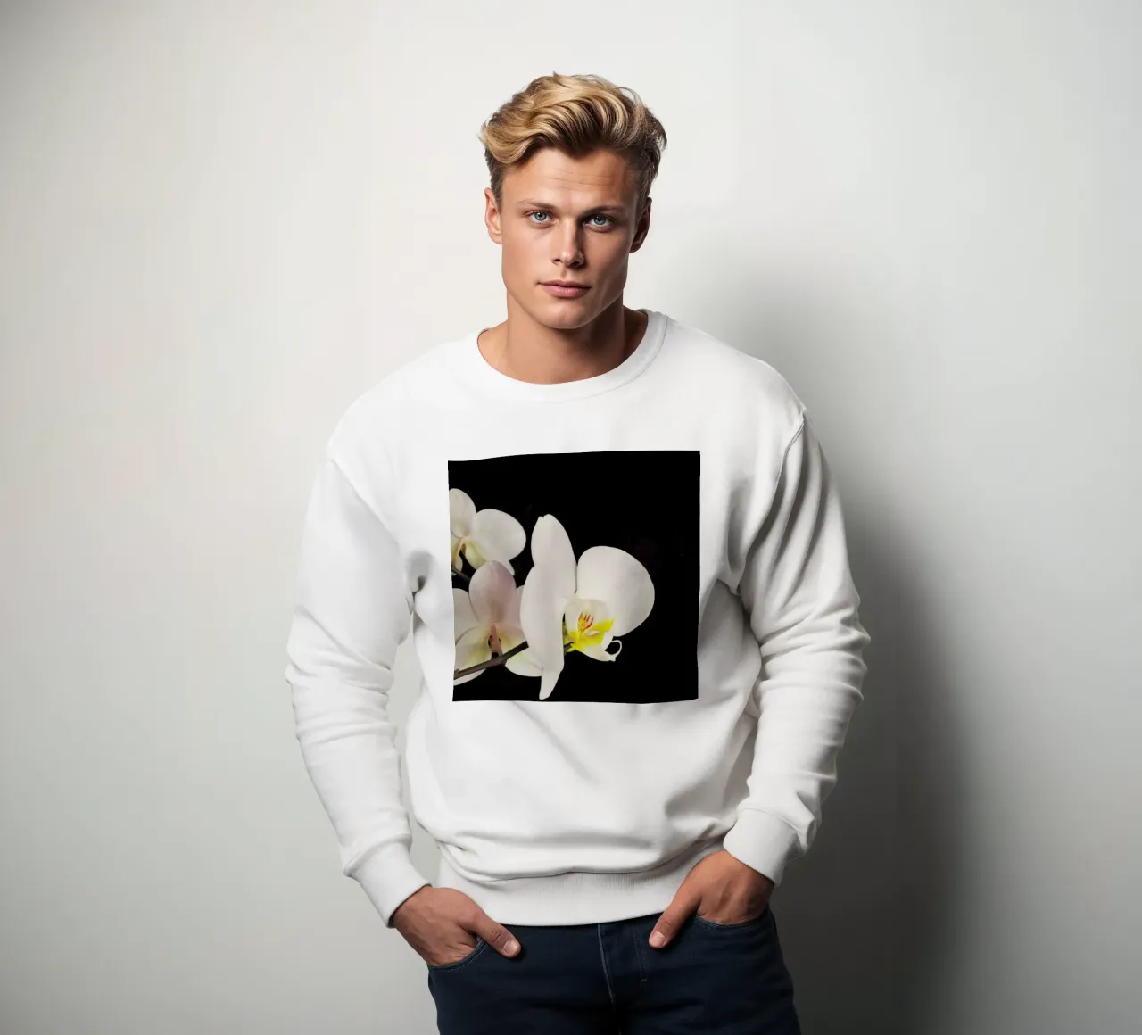 Orchidea bianca e nera felpa da Cassia Beck Photography