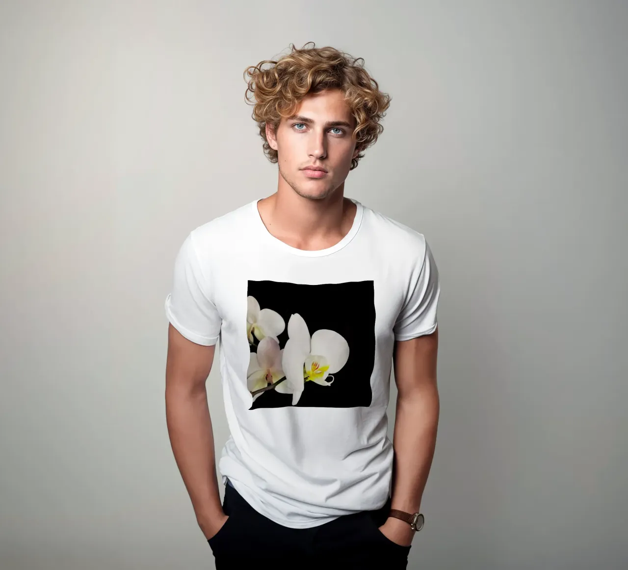 Orchidea bianca e nera t-shirt da Cassia Beck Photography