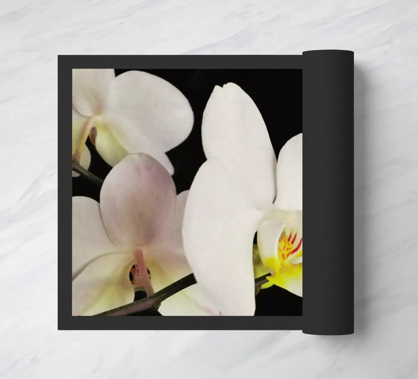 Black and White Orchid doormat by Cassia Beck Photography