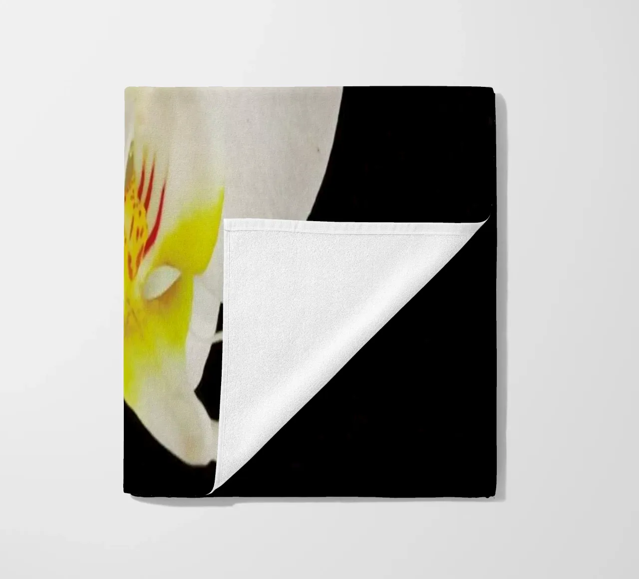 Black and White Orchid beach towel by Cassia Beck Photography
