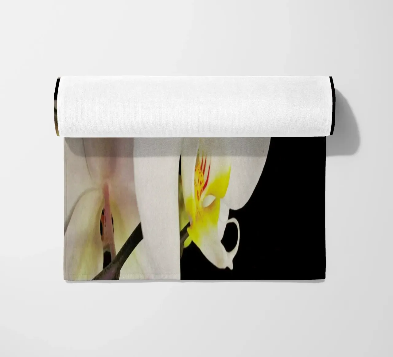 Black and White Orchid beach towel by Cassia Beck Photography