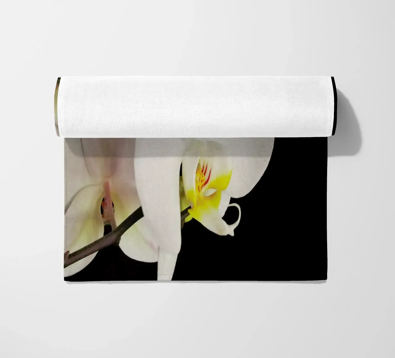 Black and White Orchid beach towel by Cassia Beck Photography