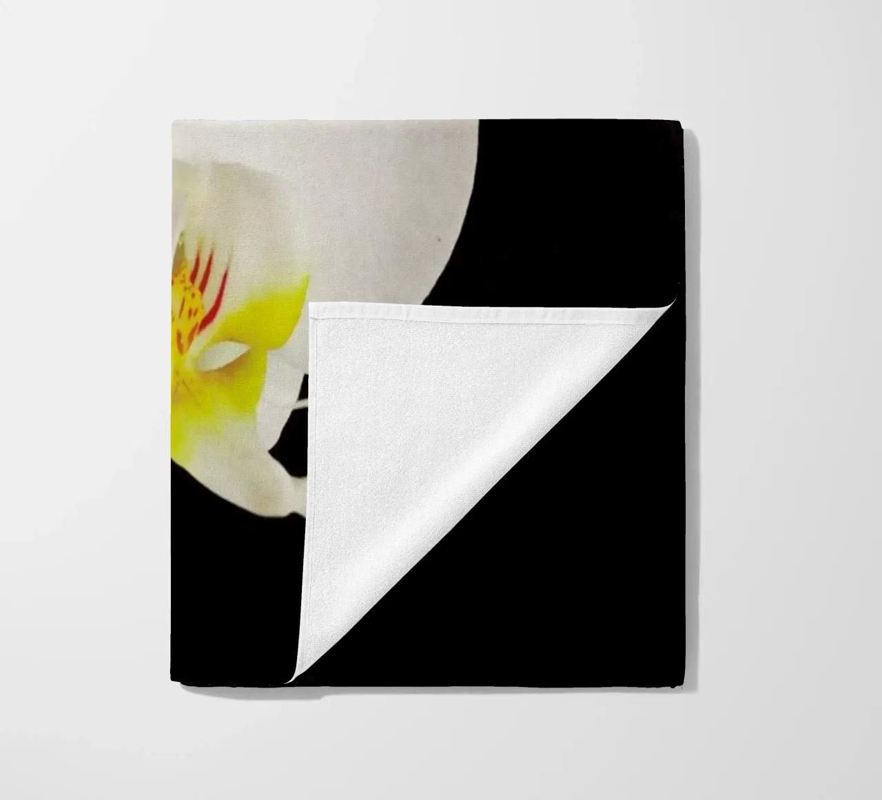 Black and White Orchid beach towel by Cassia Beck Photography