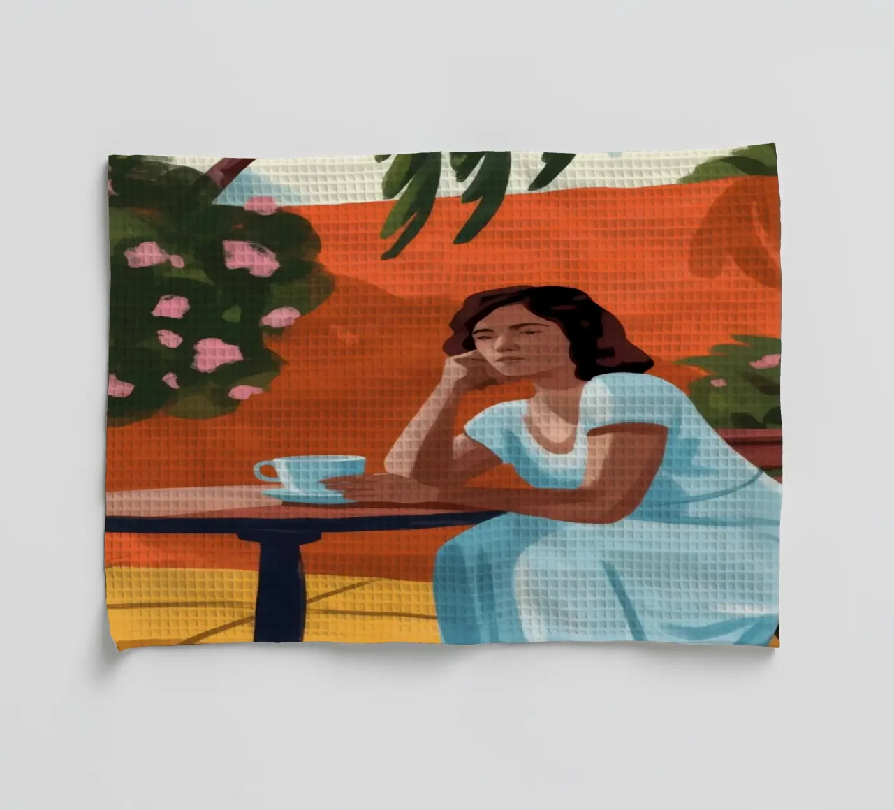 Floral Femme Serenity tea towel by Veiled Canvas