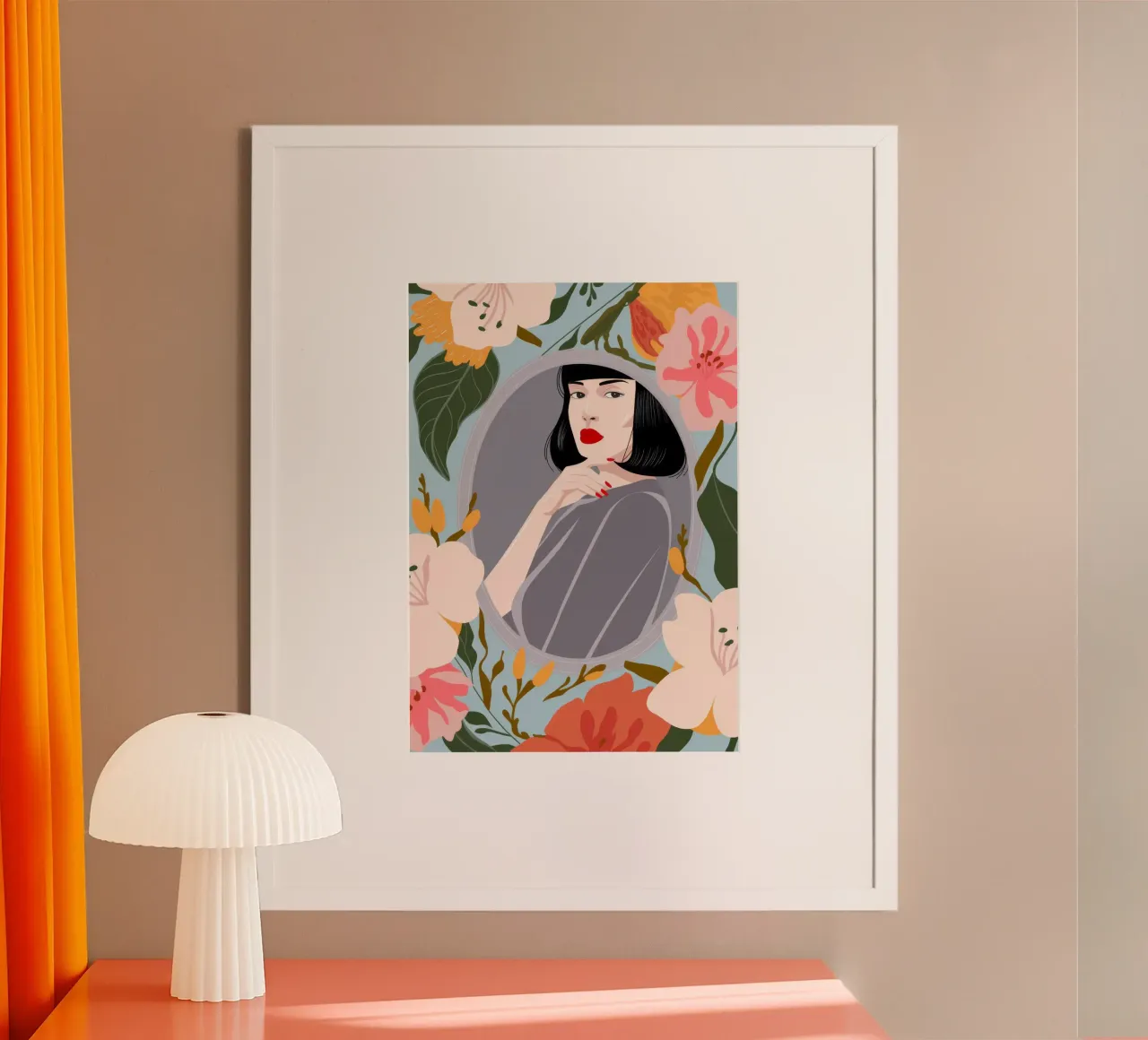 Armonia del paesaggio onirico celeste poster con telaio in legno da Veiled Canvas