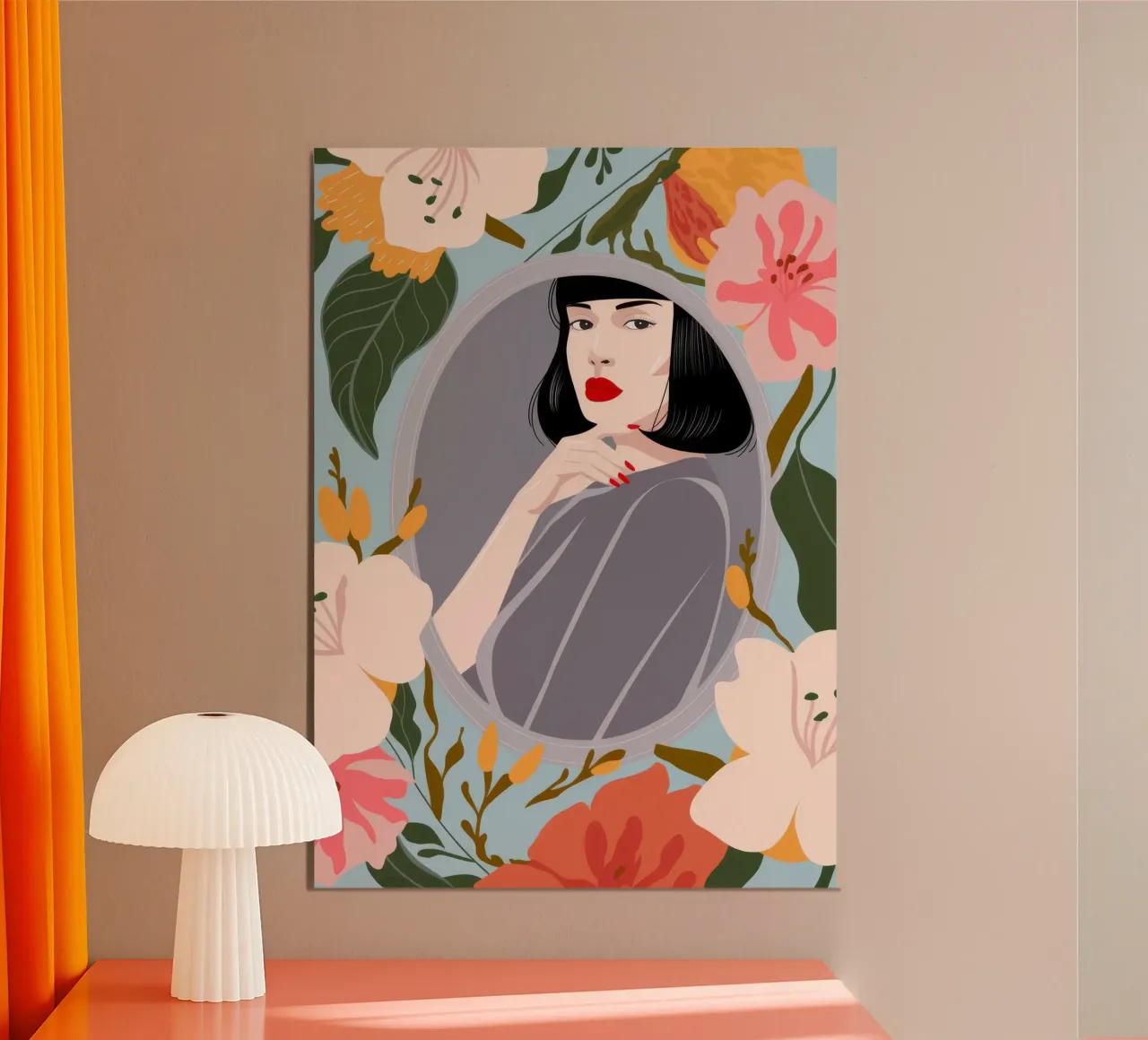 Armonia del paesaggio onirico celeste poster con telaio in legno da Veiled Canvas