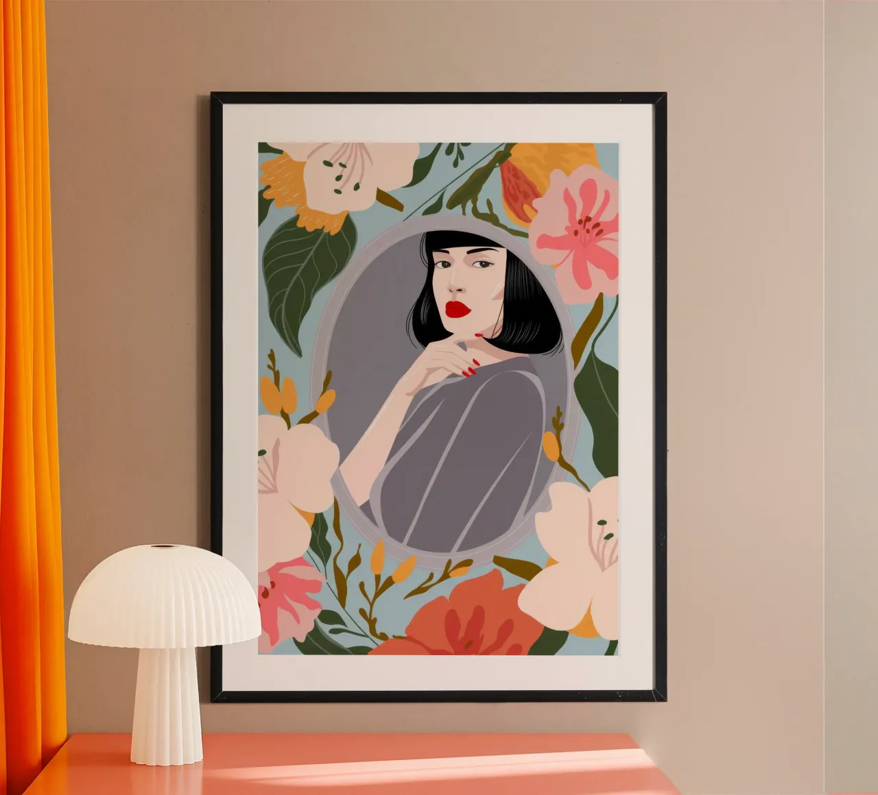 Armonia del paesaggio onirico celeste poster con telaio in legno da Veiled Canvas