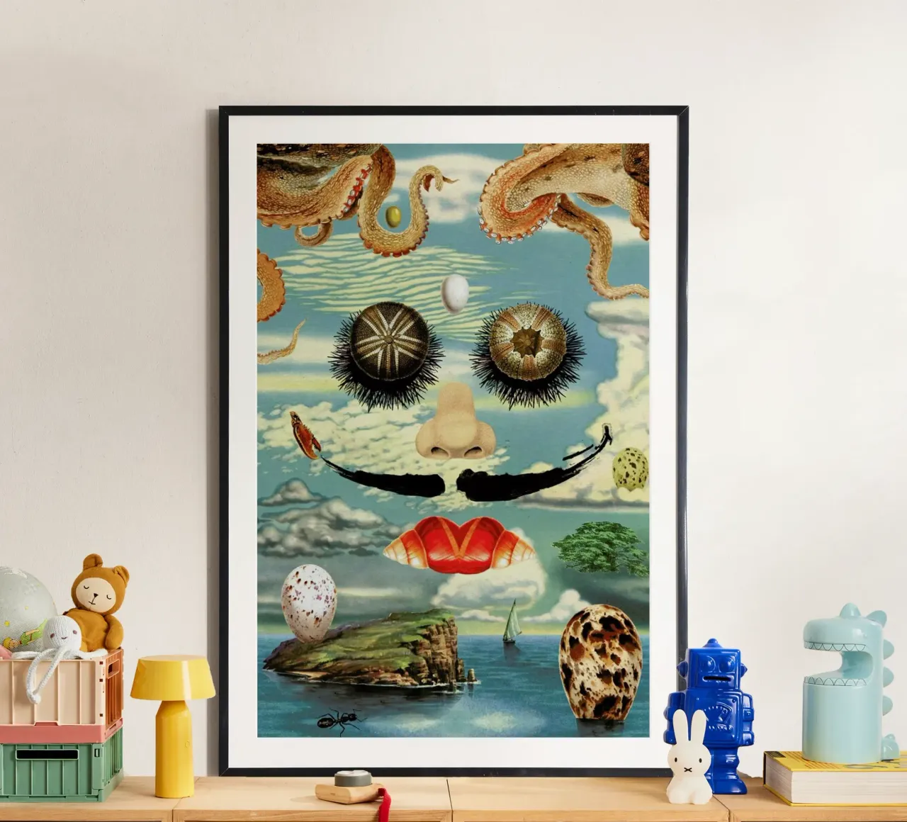 Dali & The Sea Urchins poster con telaio in legno da Kolorama