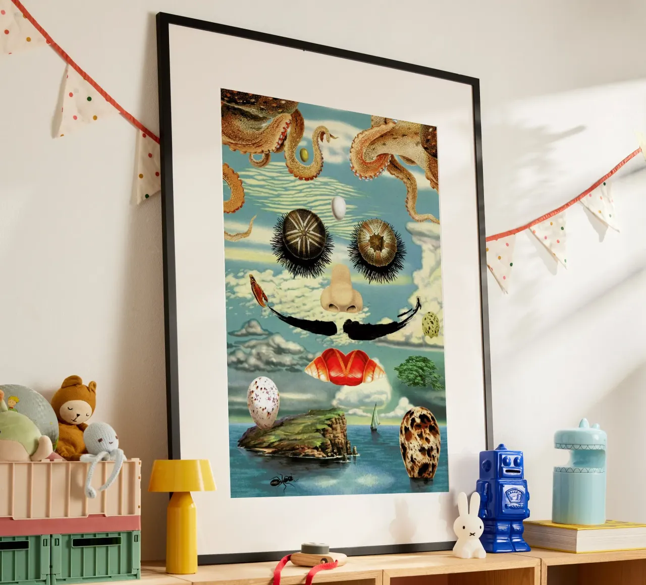Dali & The Sea Urchins poster con telaio in legno da Kolorama