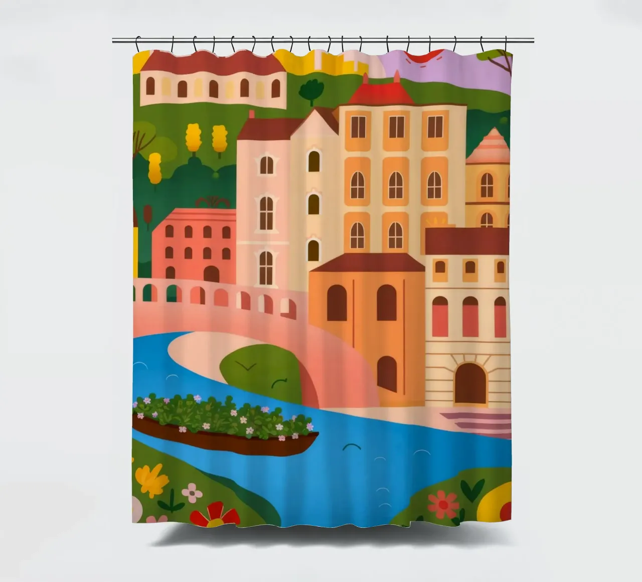 Tranquil Oasis Reflection shower curtain by Veiled Canvas