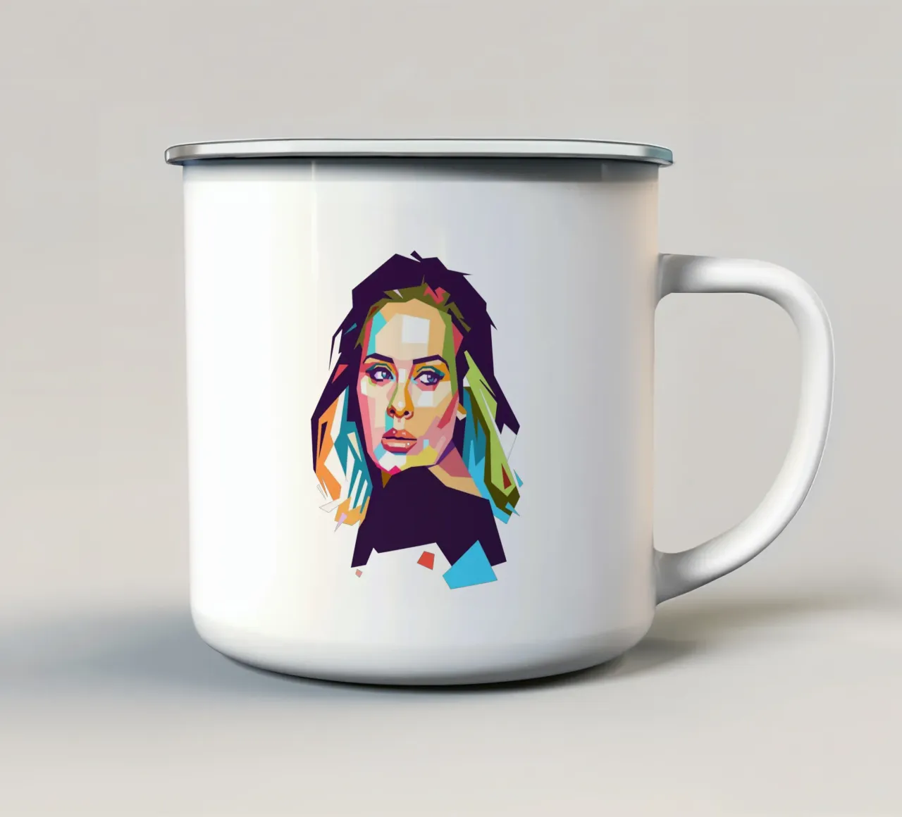 Ritratto pop art di Adele tazza in smalto da Hantamrata