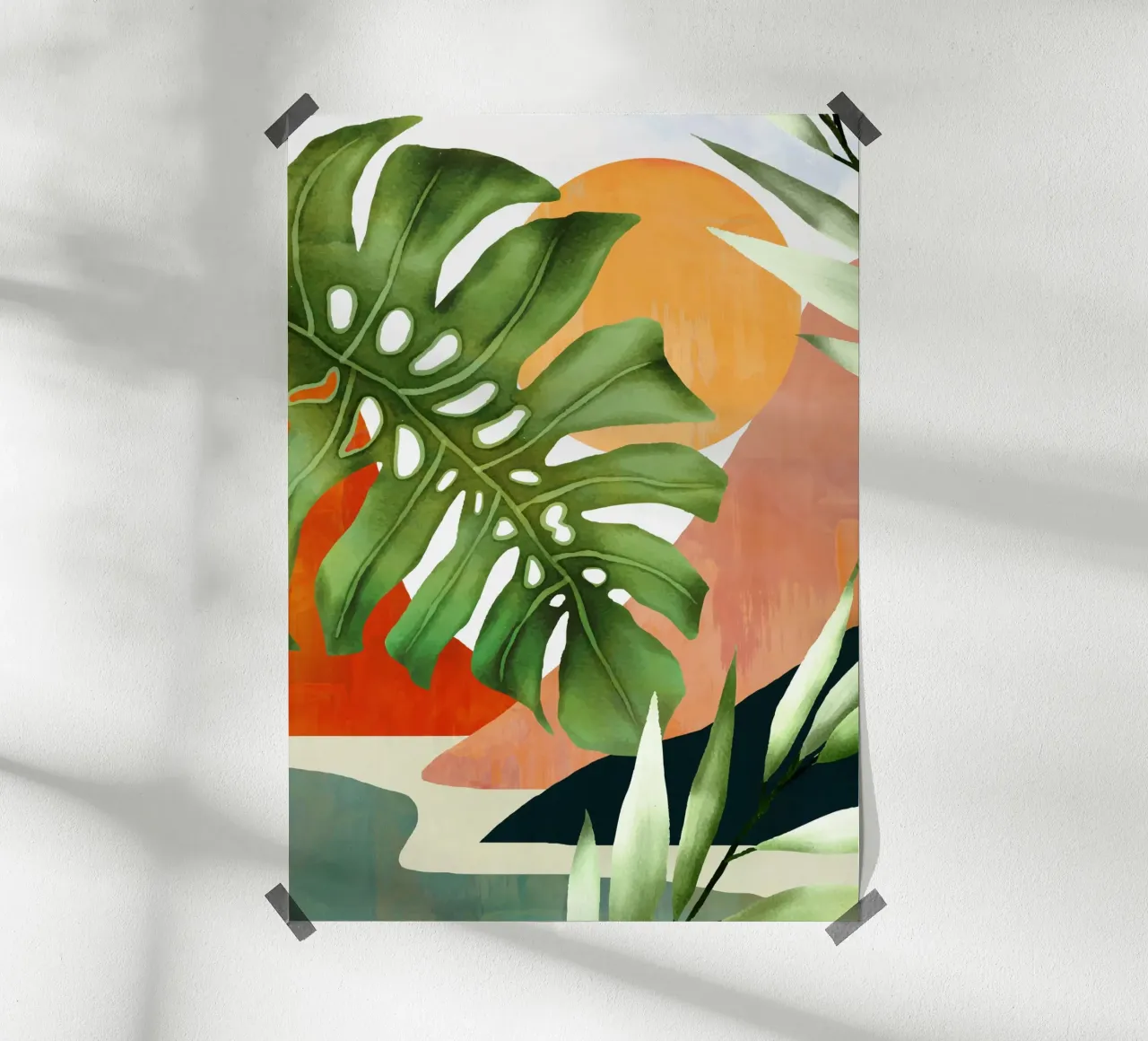 Tropical Summer Abstract Art 9 poster con telaio in alluminio da Flow Line