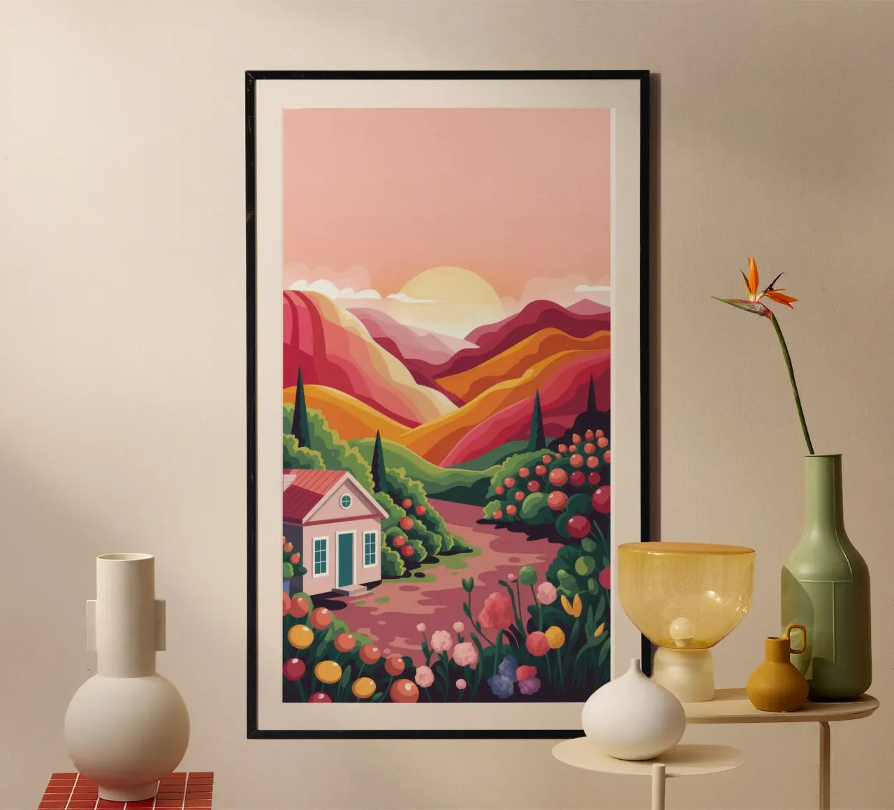 Eleganza tropicale Poise poster con telaio in alluminio da Veiled Canvas